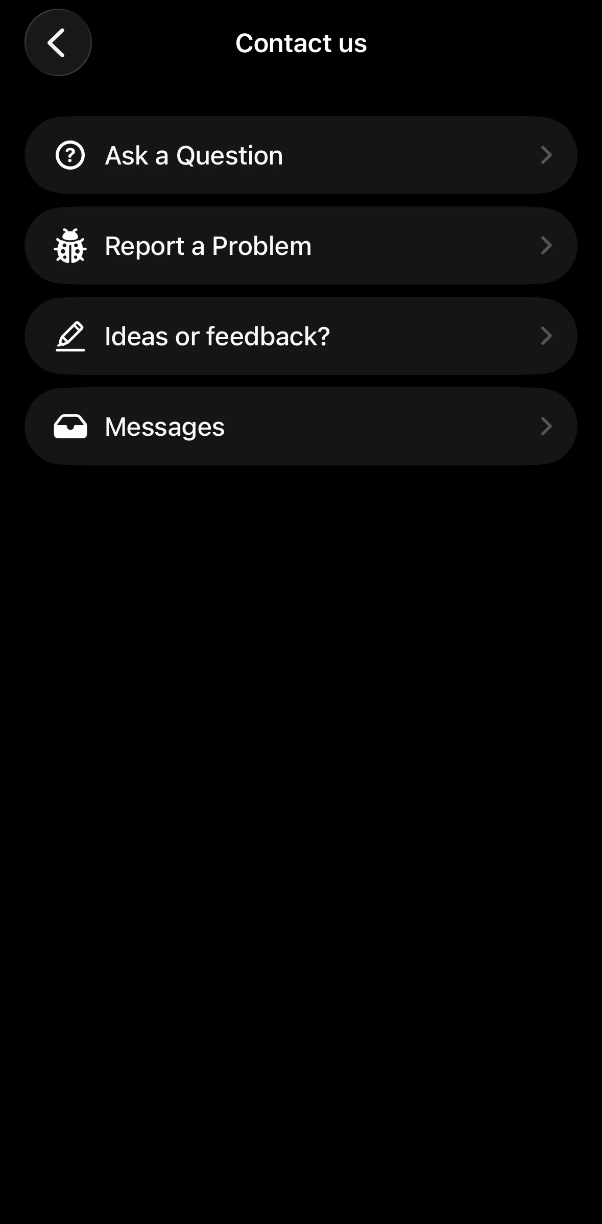 Bereal Screen screen in the Reporting a problem flow