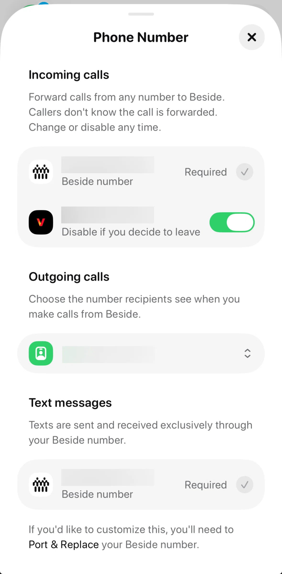 Beside Screen screen in the Add a phone number flow