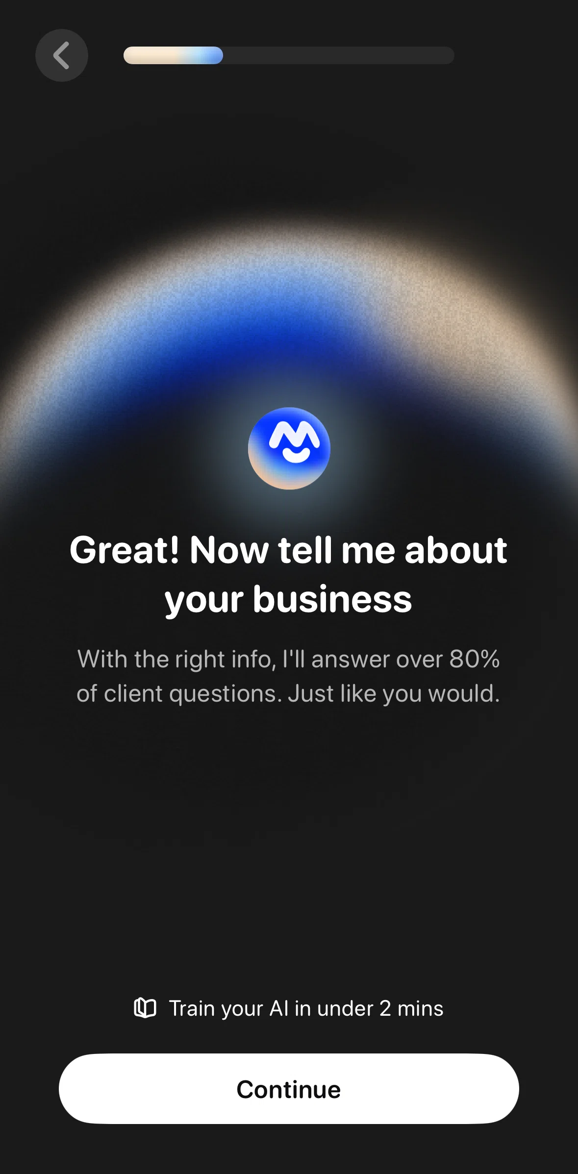 Beside Screen screen in the Adding business information flow