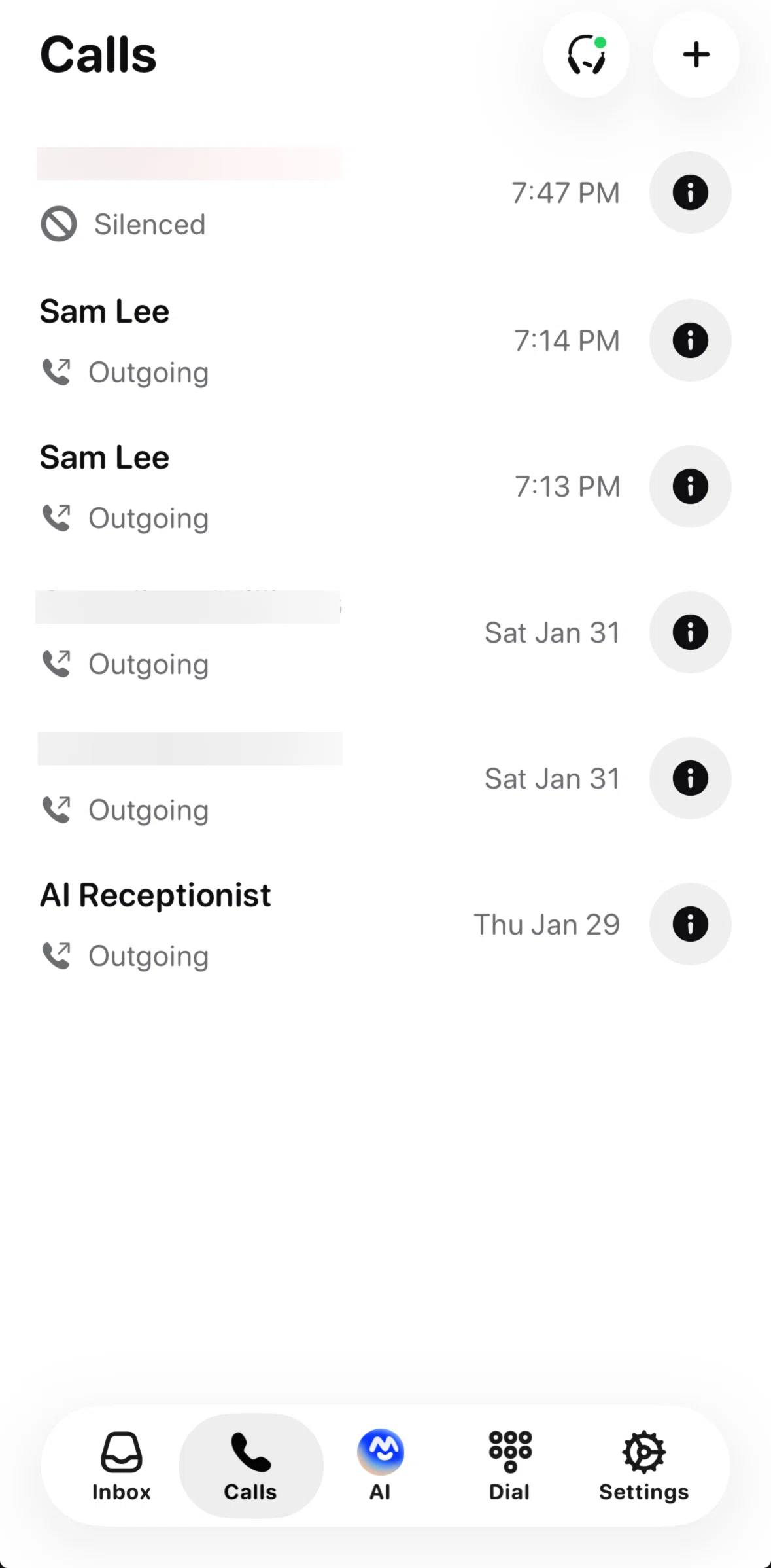 Beside Screen screen in the Call summary flow