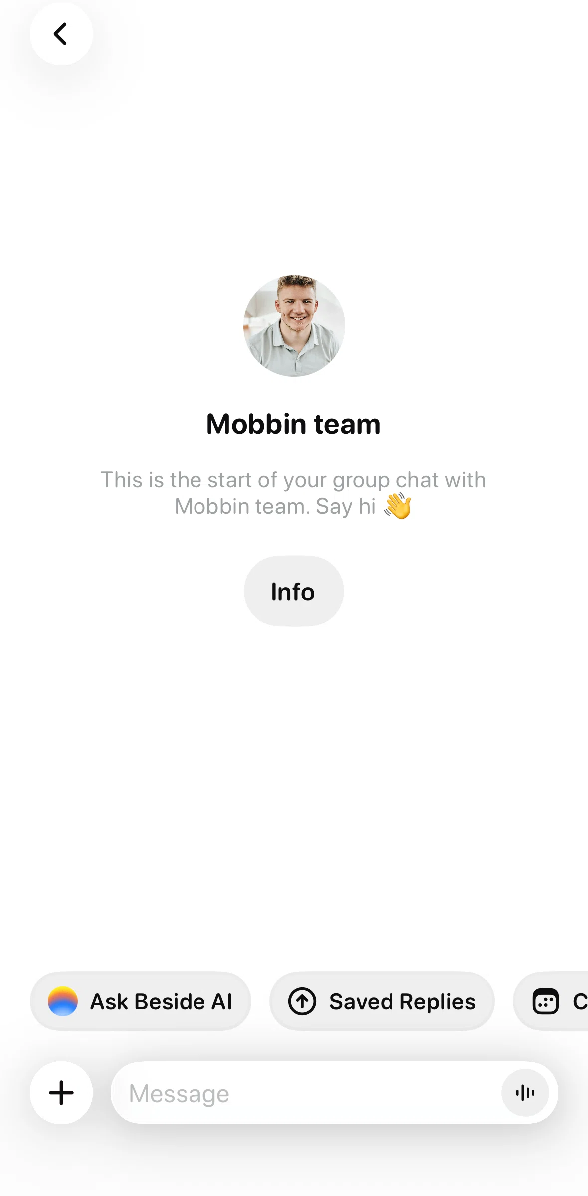 Beside Screen screen in the Chatting in a group flow
