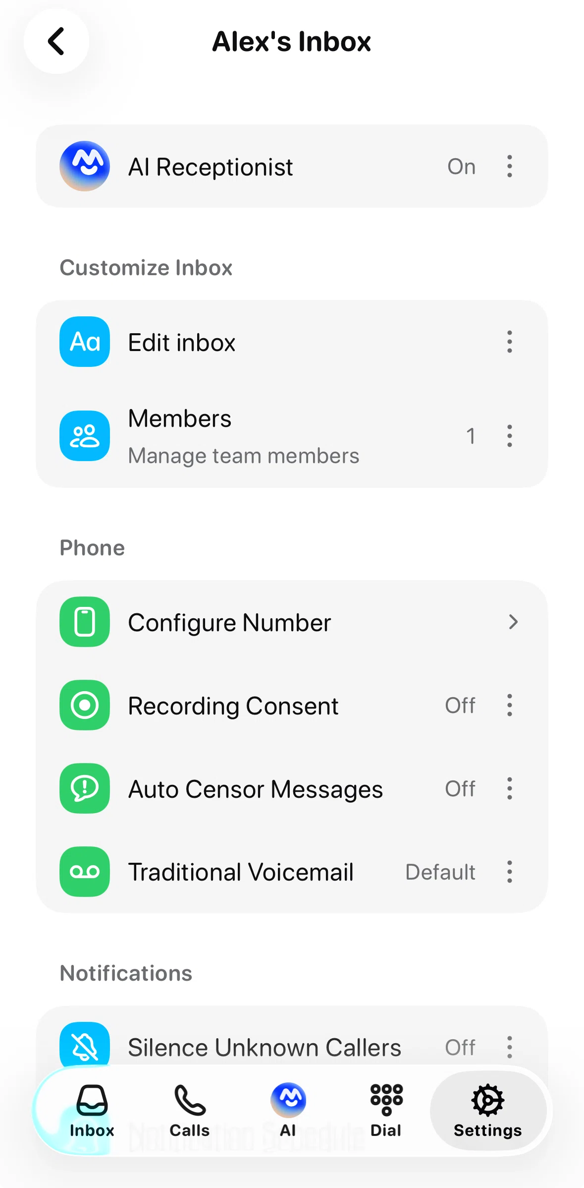Beside Screen screen in the Editing inbox flow