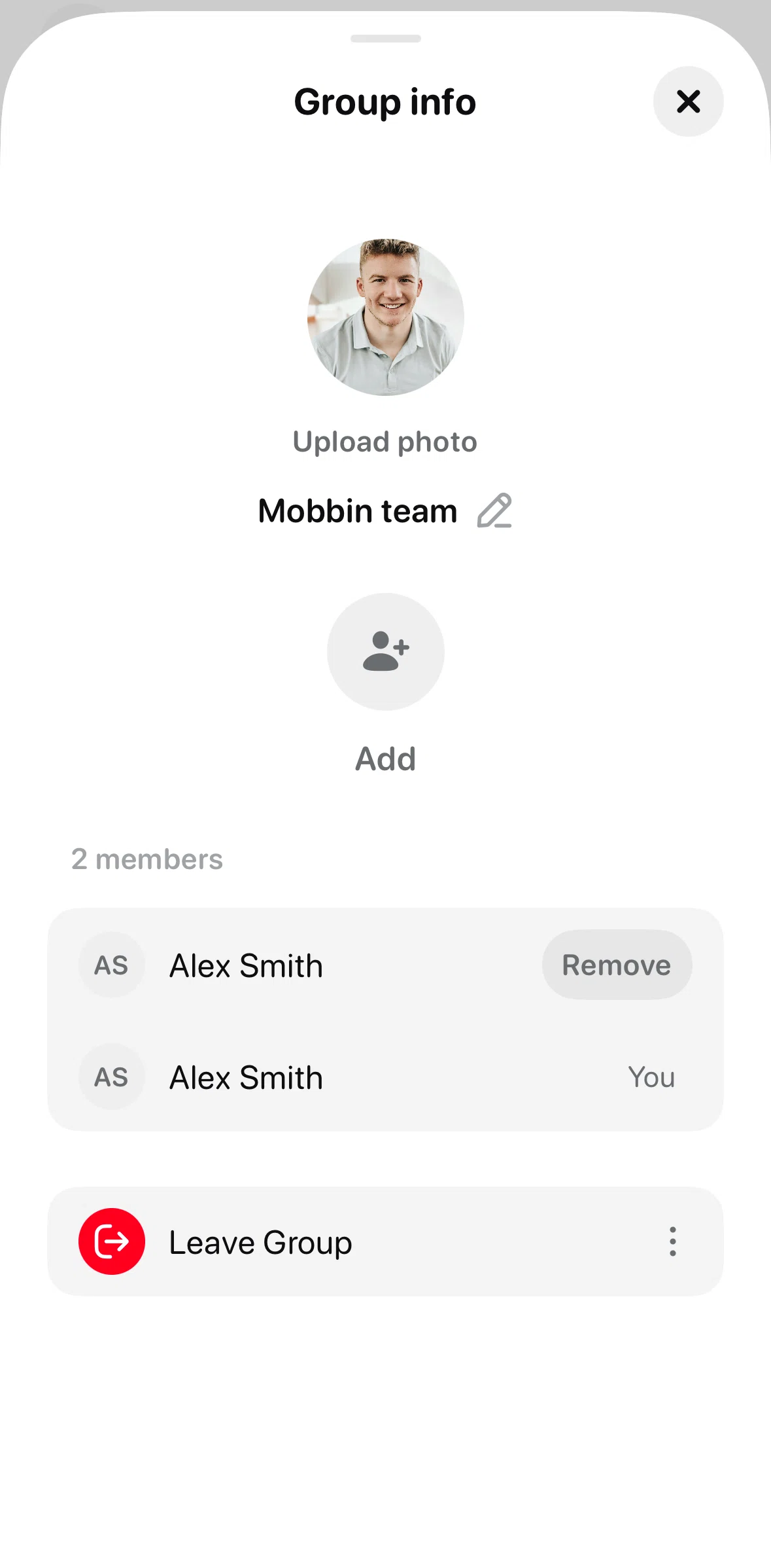 Beside Screen screen in the Removing a member flow