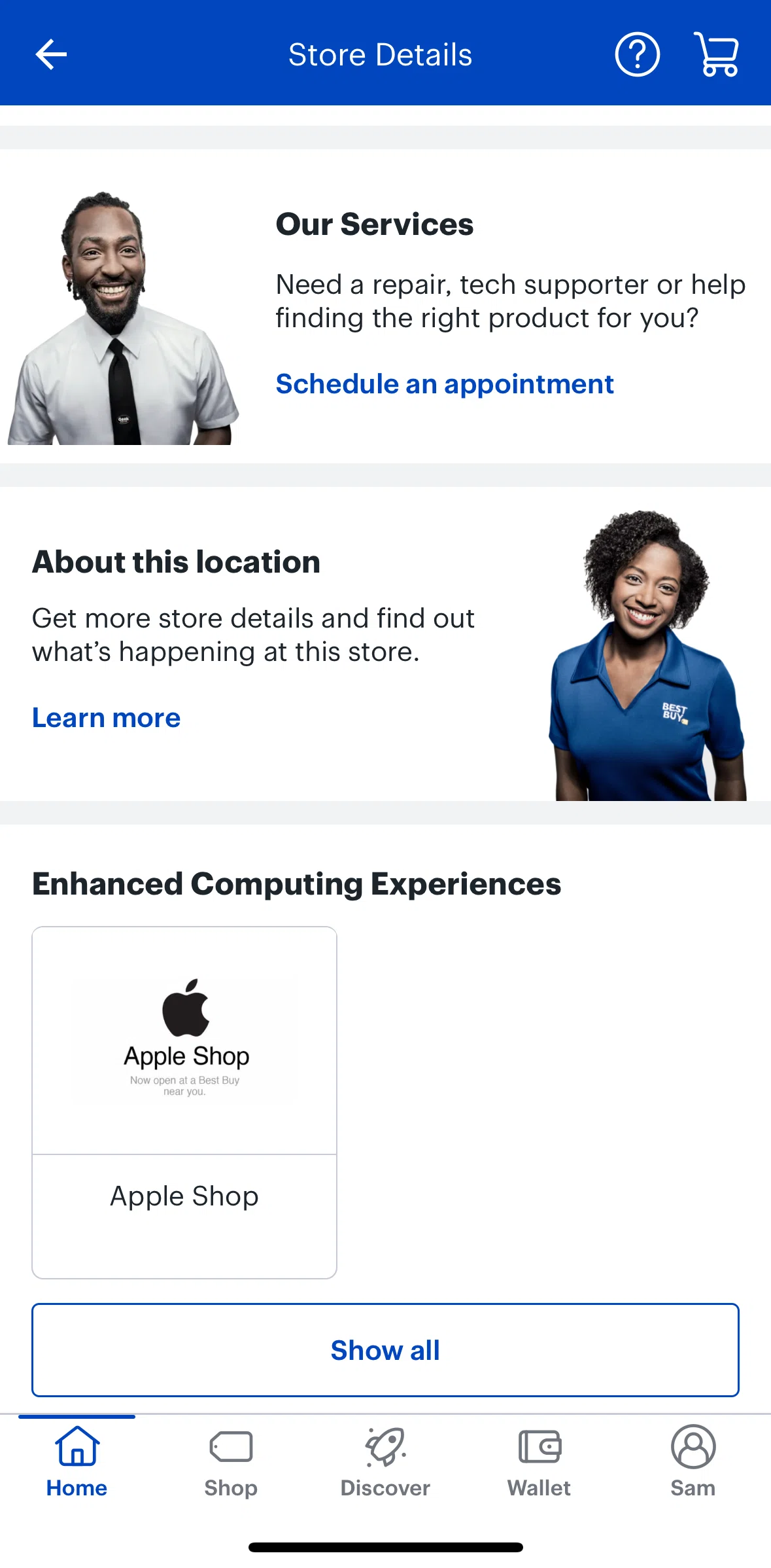 Best Buy Screen screen in the About this location flow