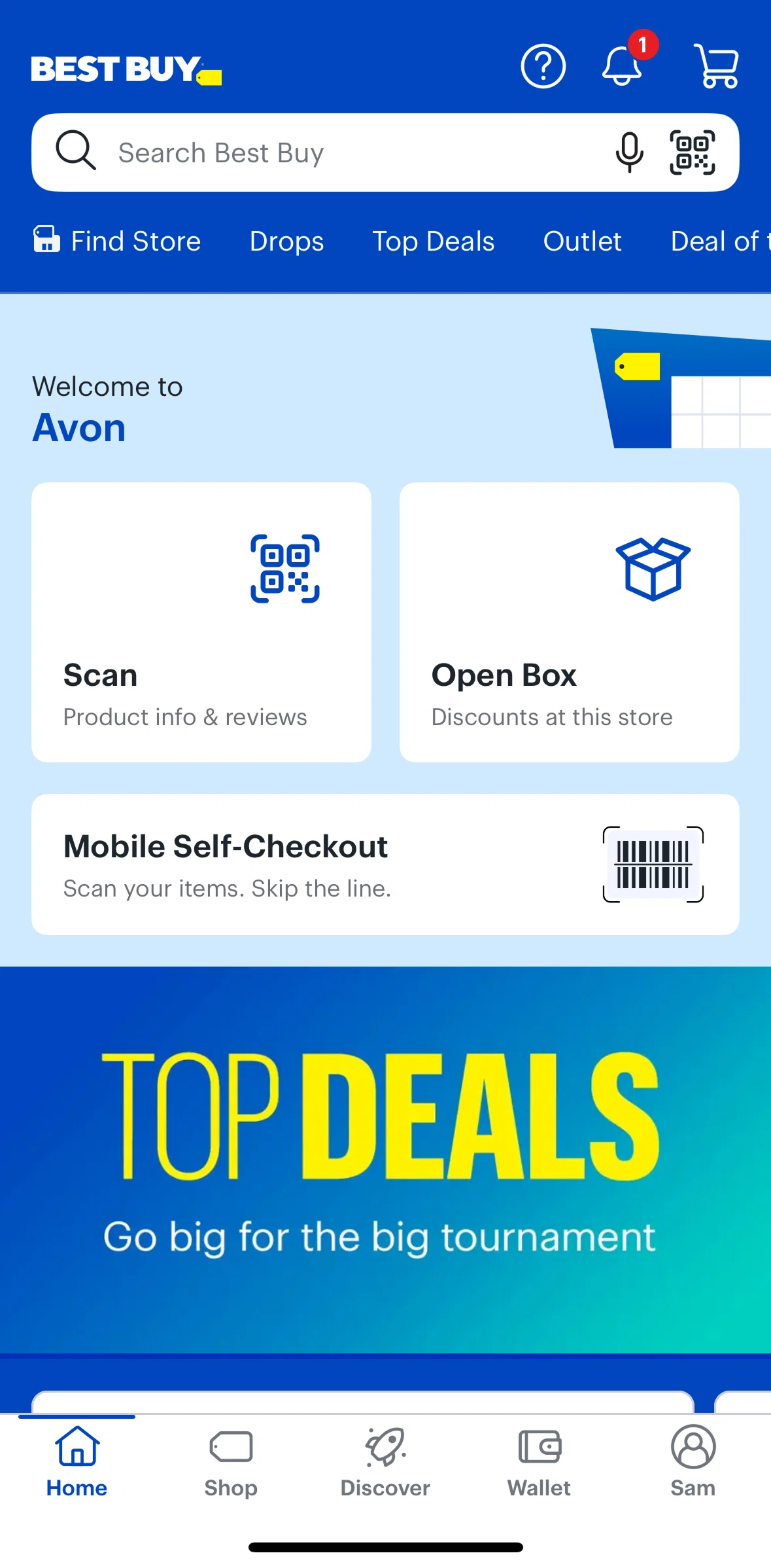 Best Buy Screen screen in the Browse open box products flow
