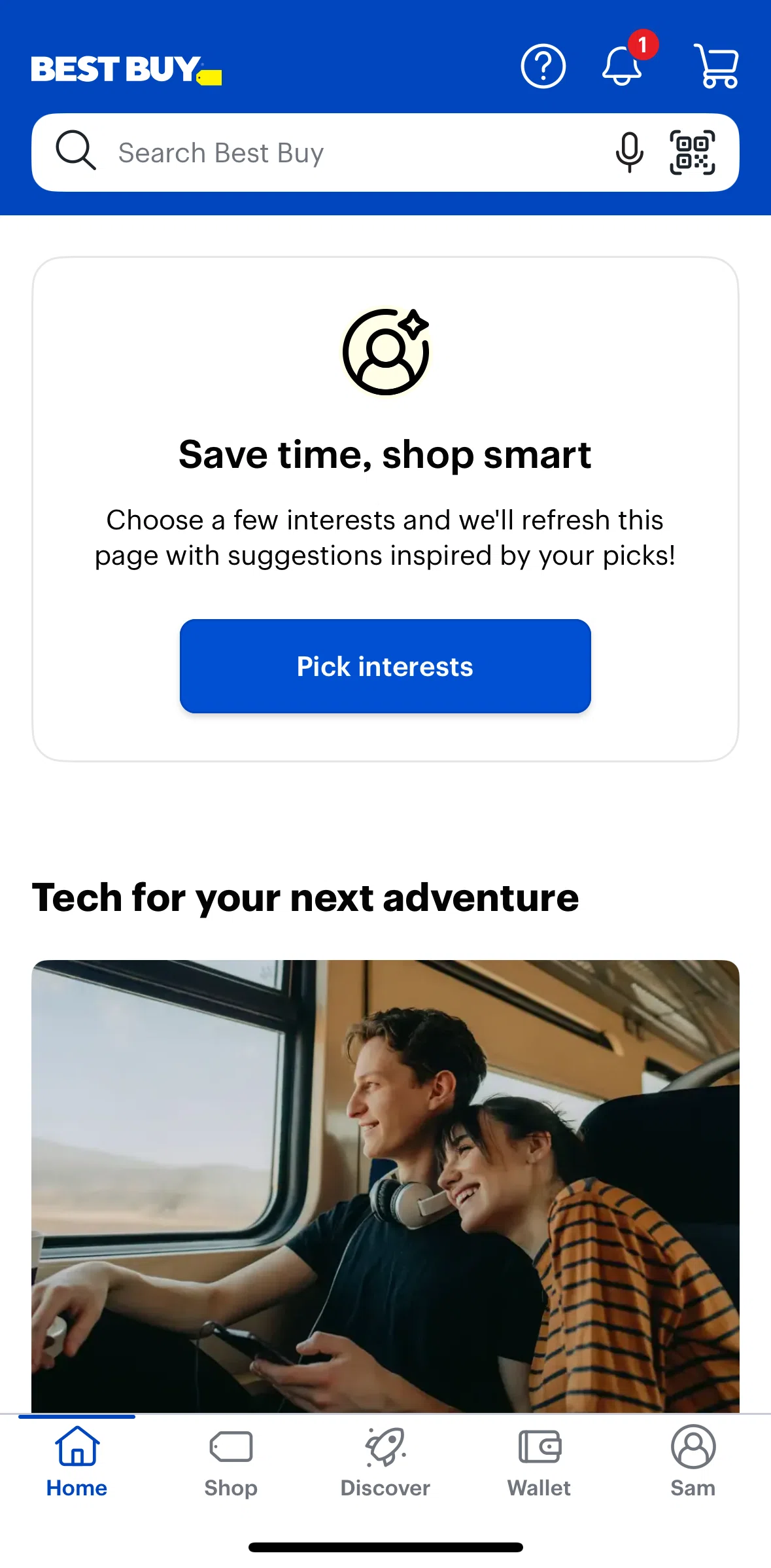 Best Buy Screen screen in the Choosing interests flow
