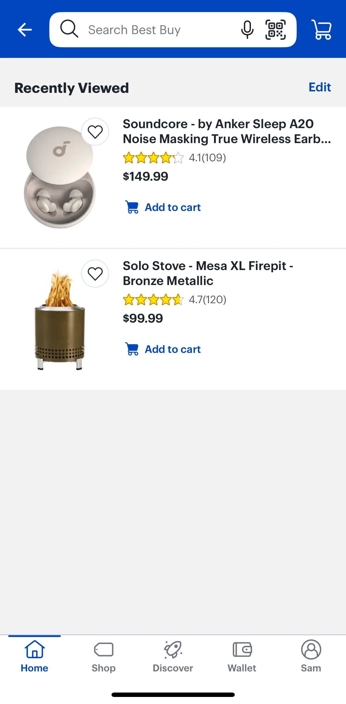 Best Buy Screen screen in the Deleting an item flow