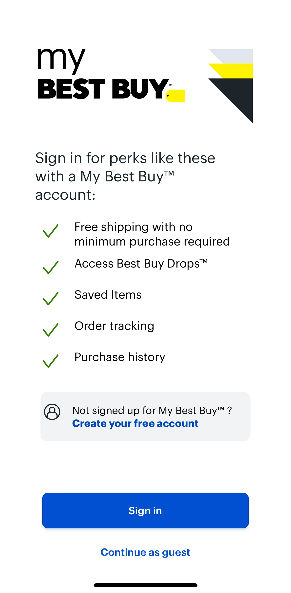 Best Buy Screen screen in the Logging in flow