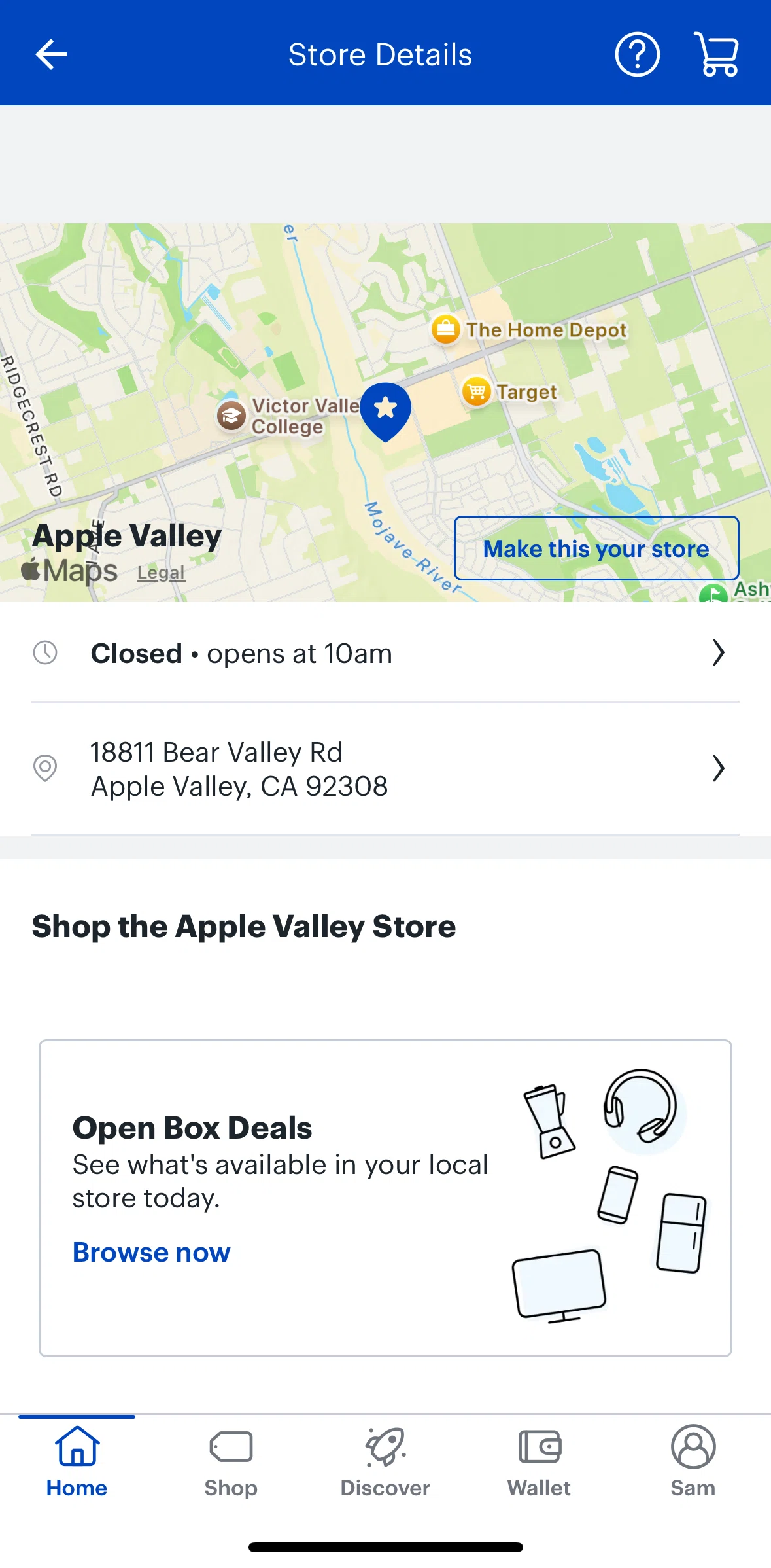 Best Buy Screen screen in the Marking as preferred store flow