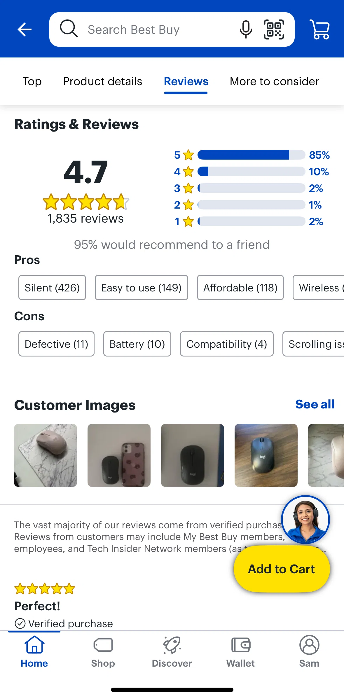 Best Buy Screen screen in the Reviews flow