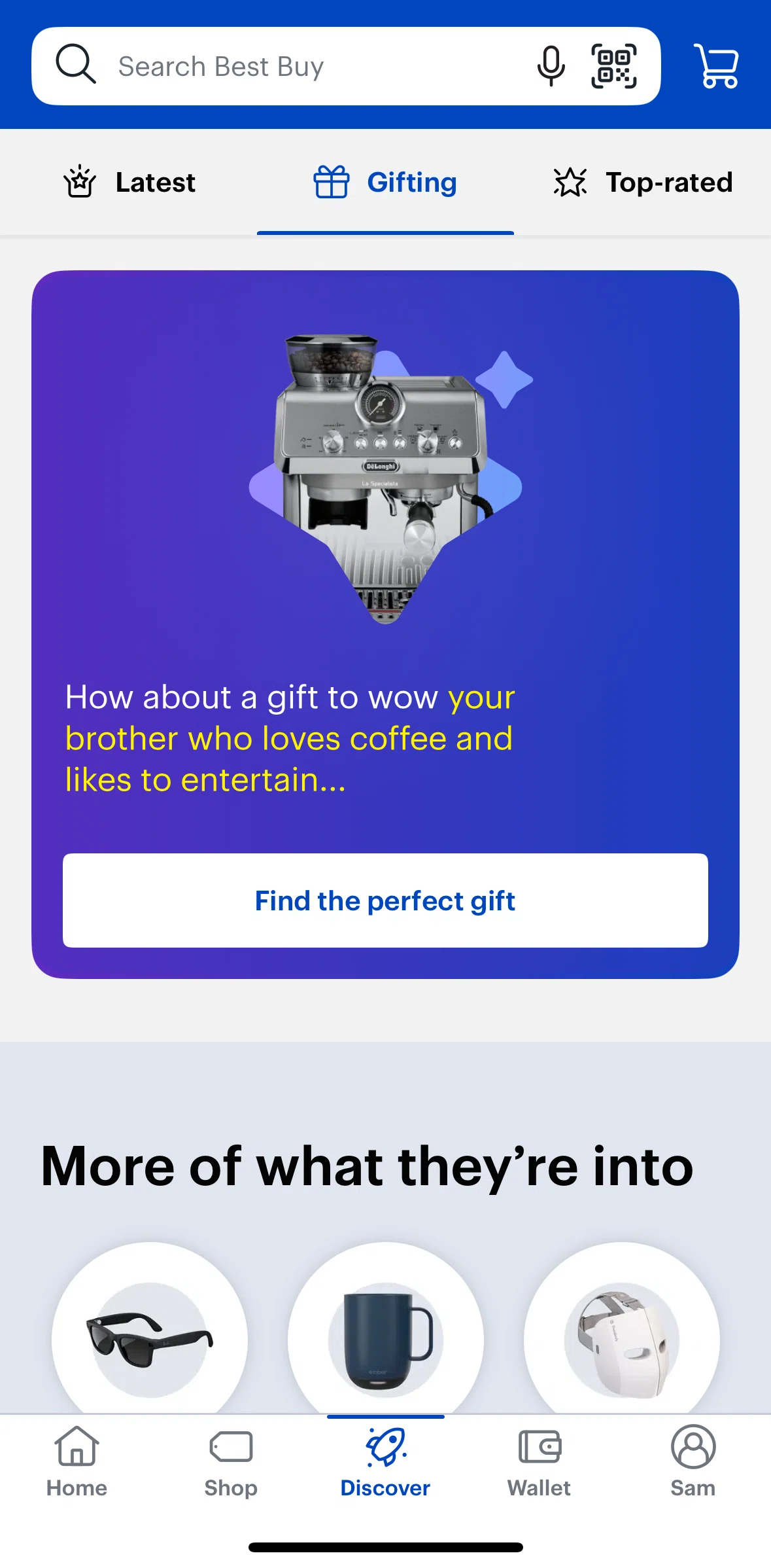 Best Buy Screen screen in the Searching gifts with AI flow