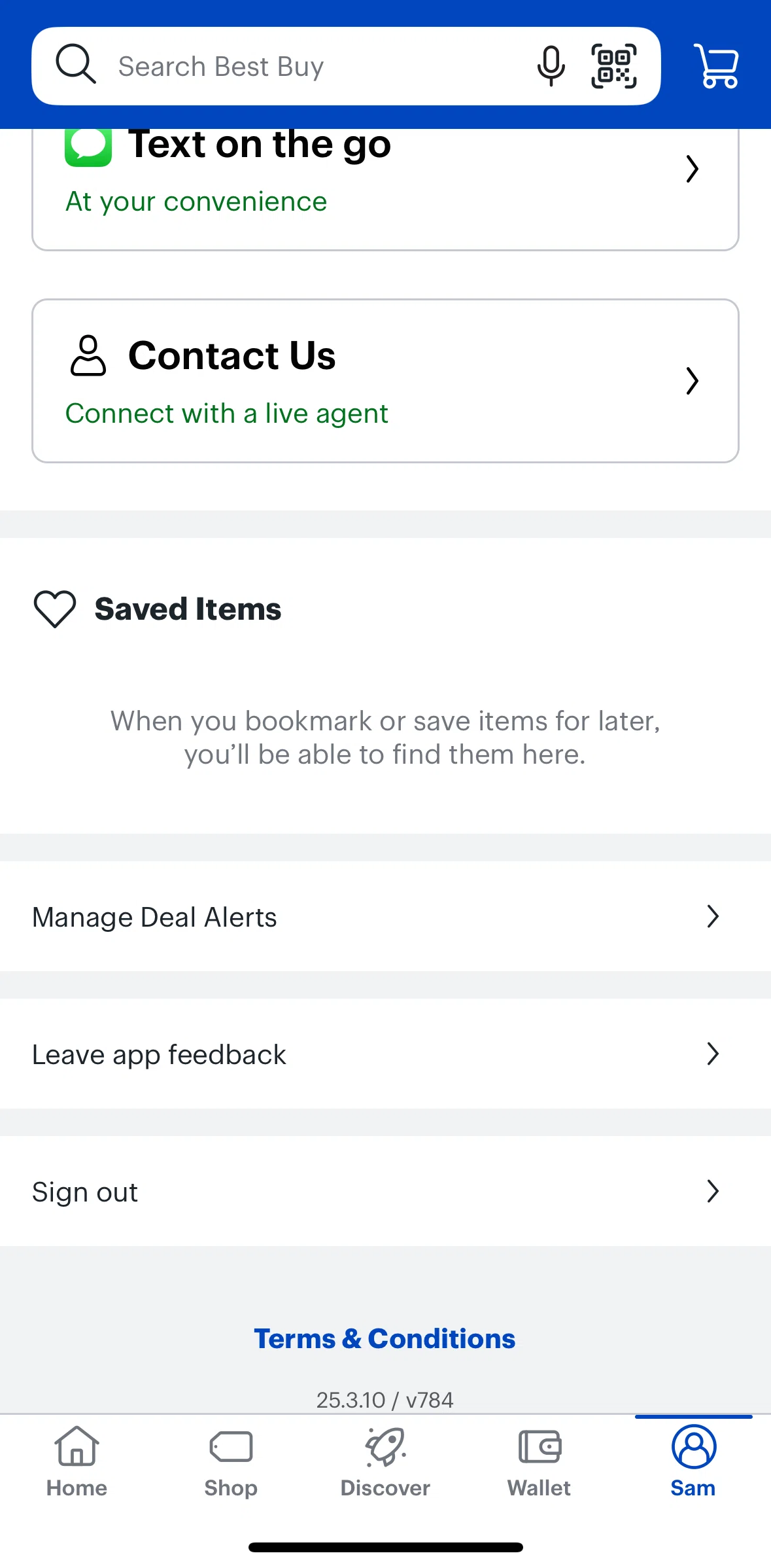 Best Buy Screen screen in the Terms and conditions flow
