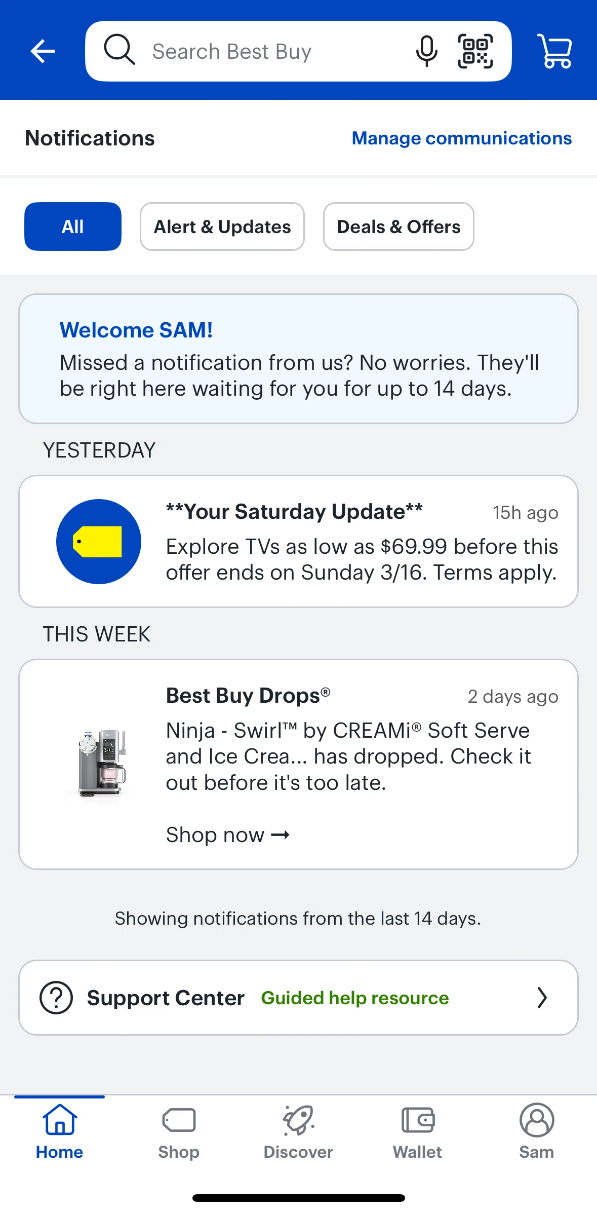 Best Buy Screen screen in the Updating notification settings flow