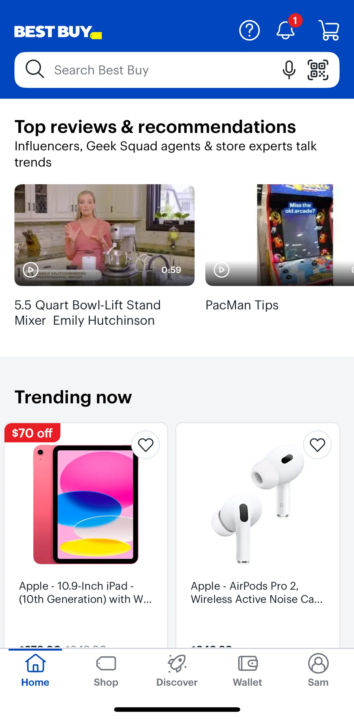 Best Buy Screen screen in the Watching a recommended video flow