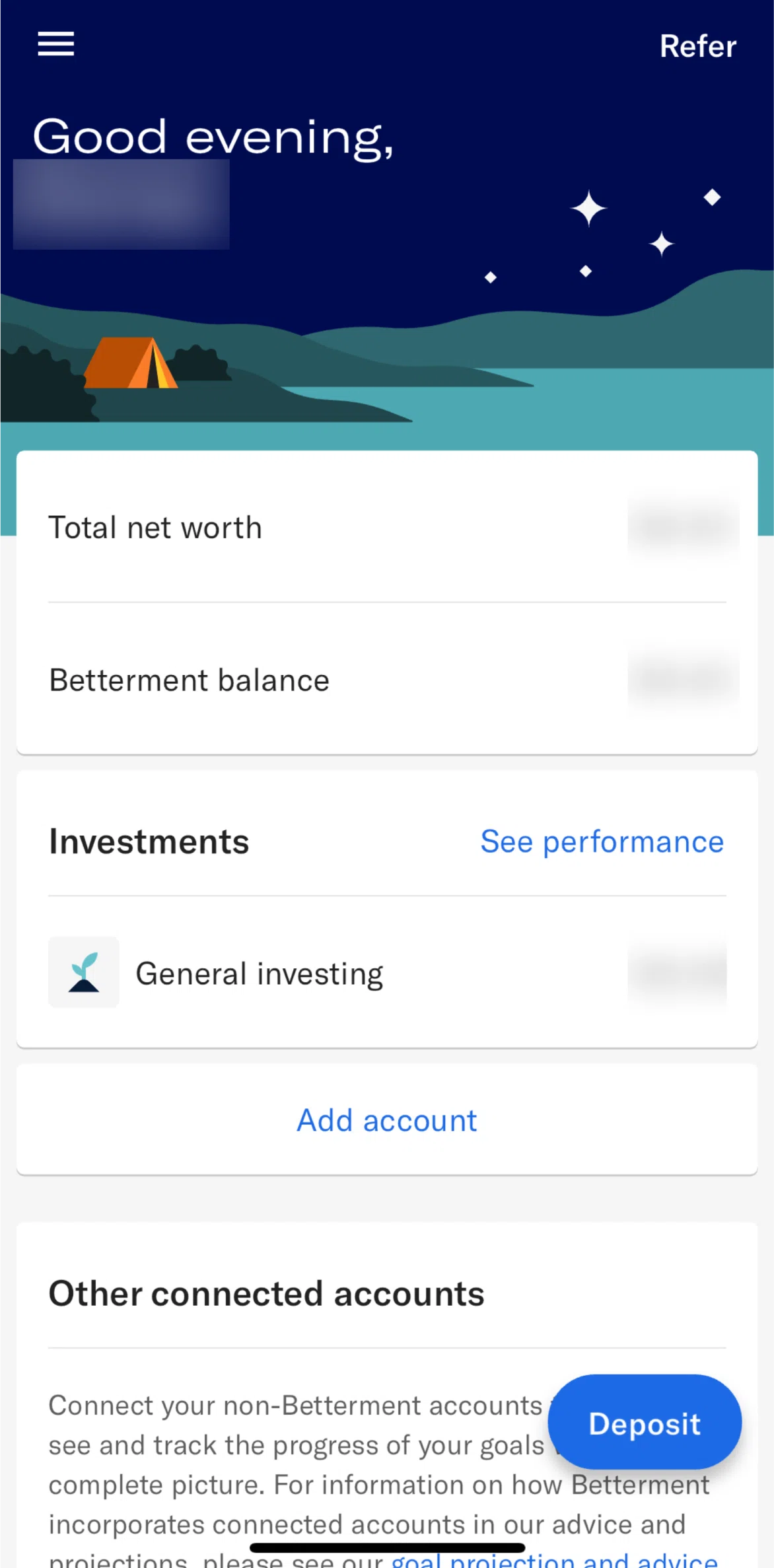 Betterment Screen screen in the Setting up a retirement account flow