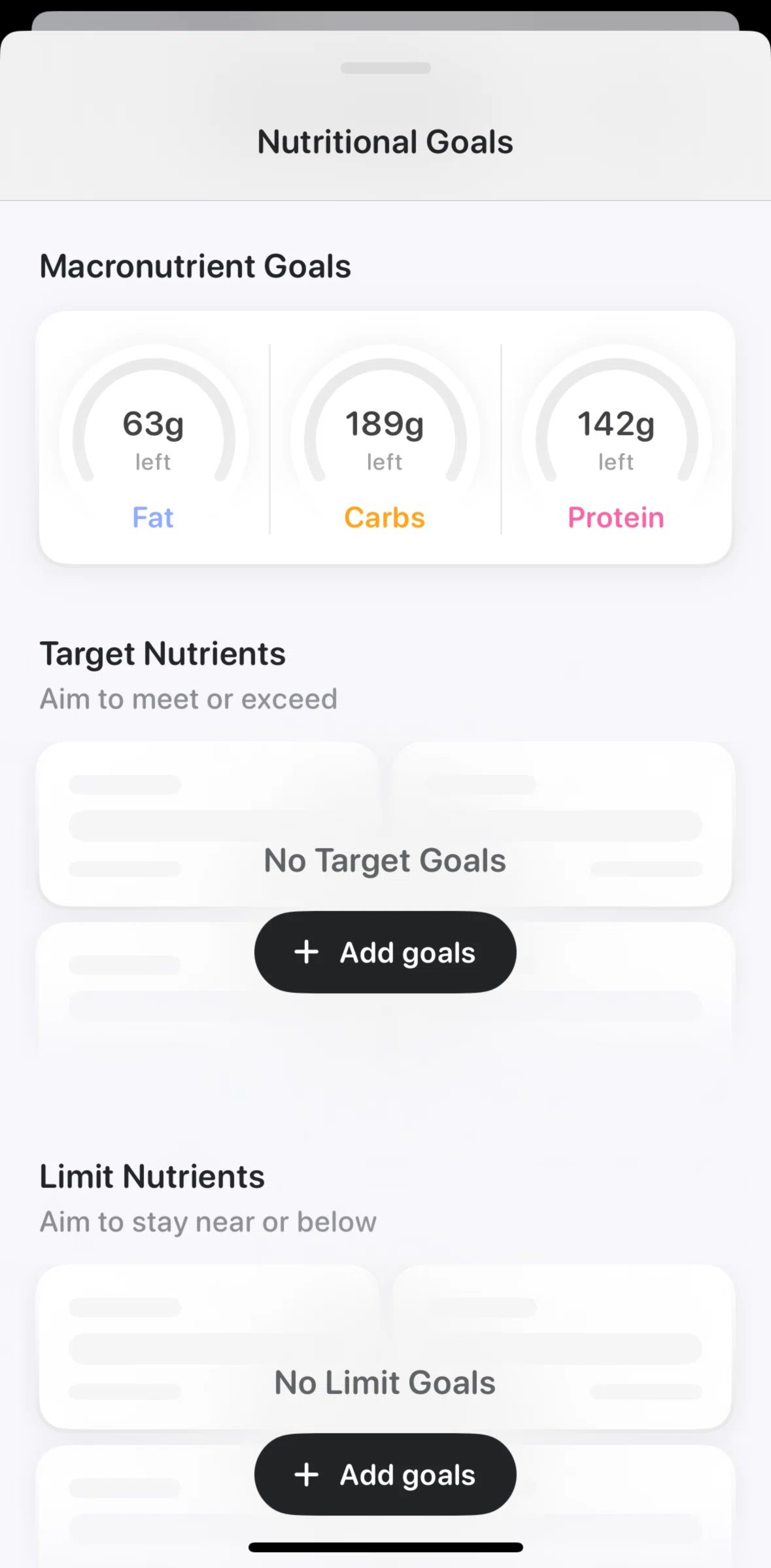 Bevel Screen screen in the Adding target nutrients flow