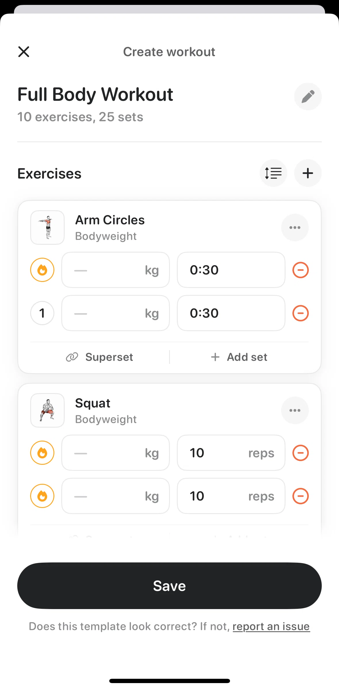 Bevel Screen screen in the Adding weight flow