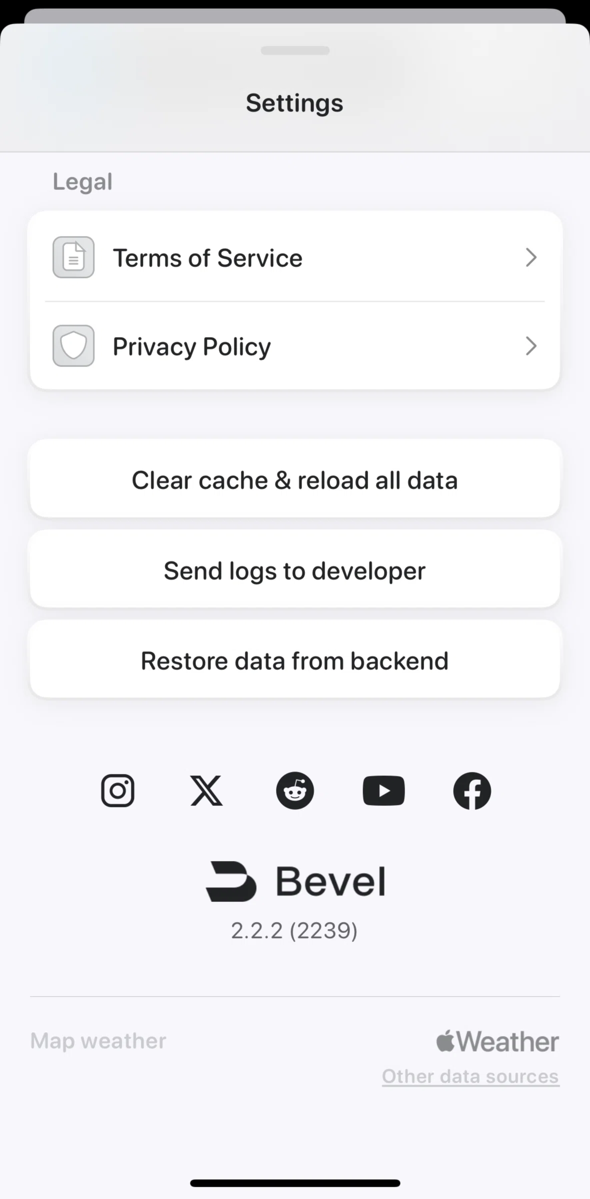 Bevel Screen screen in the Clearing cache & reload all data flow