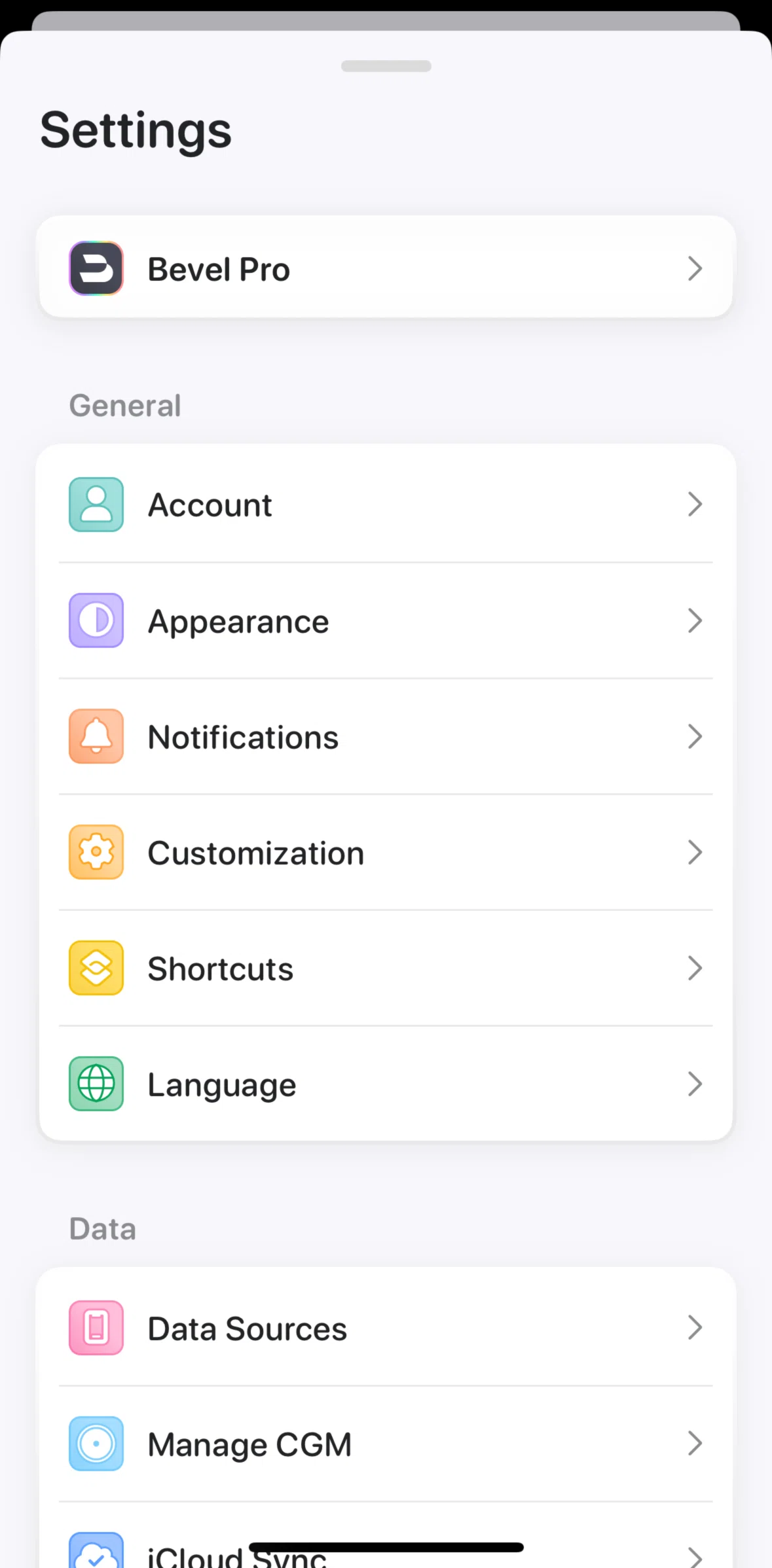 Bevel Screen screen in the Customization flow