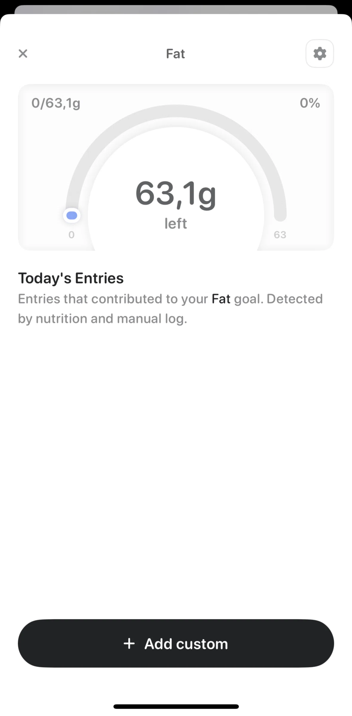 Bevel Screen screen in the Editing a nutrition goal flow