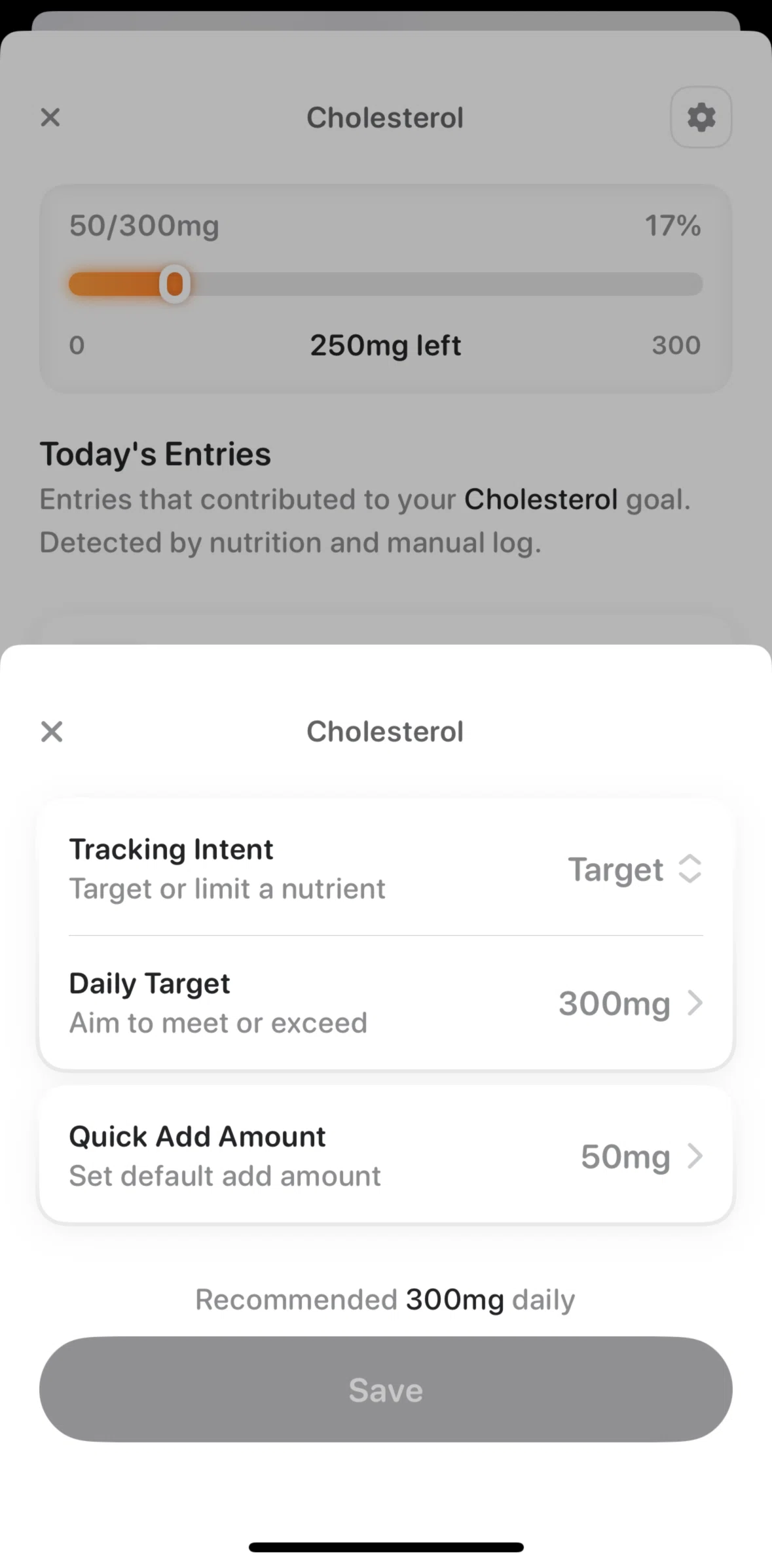 Bevel Screen screen in the Editing quick add amount flow