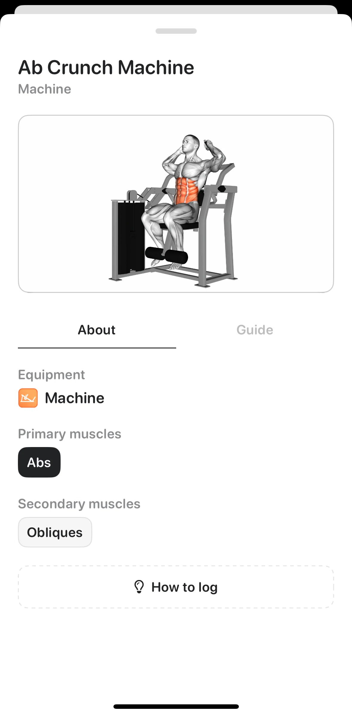 Bevel Screen screen in the How to log flow