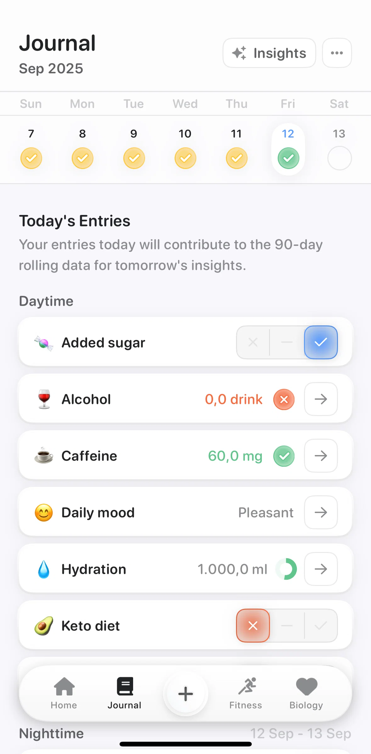 Bevel Screen screen in the Insights flow