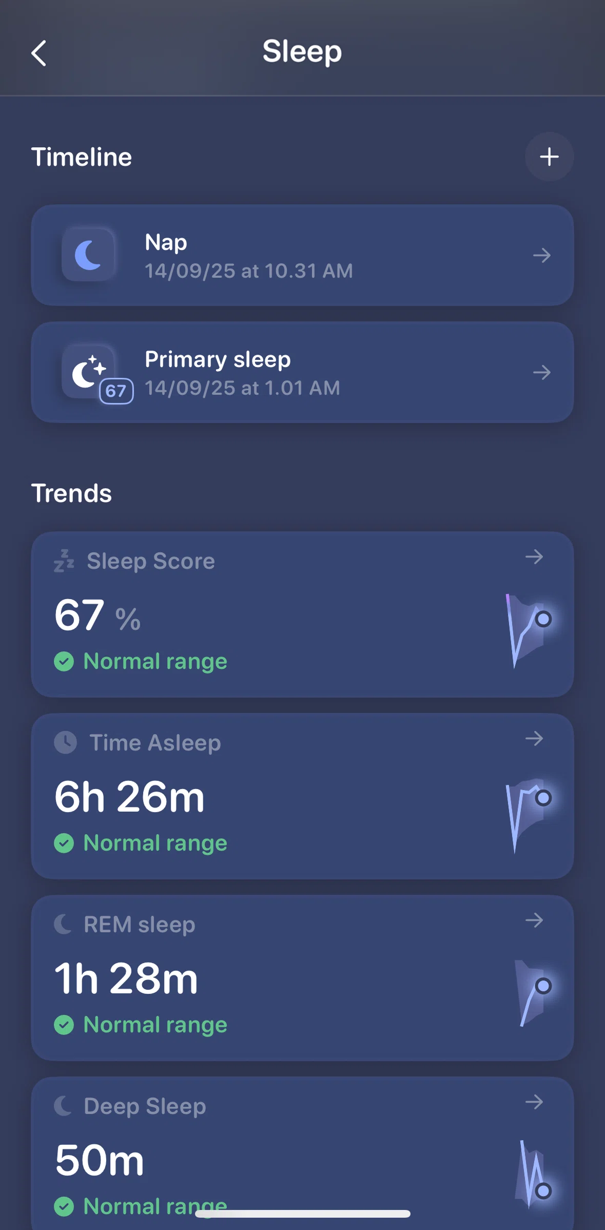 Bevel Screen screen in the Nap flow