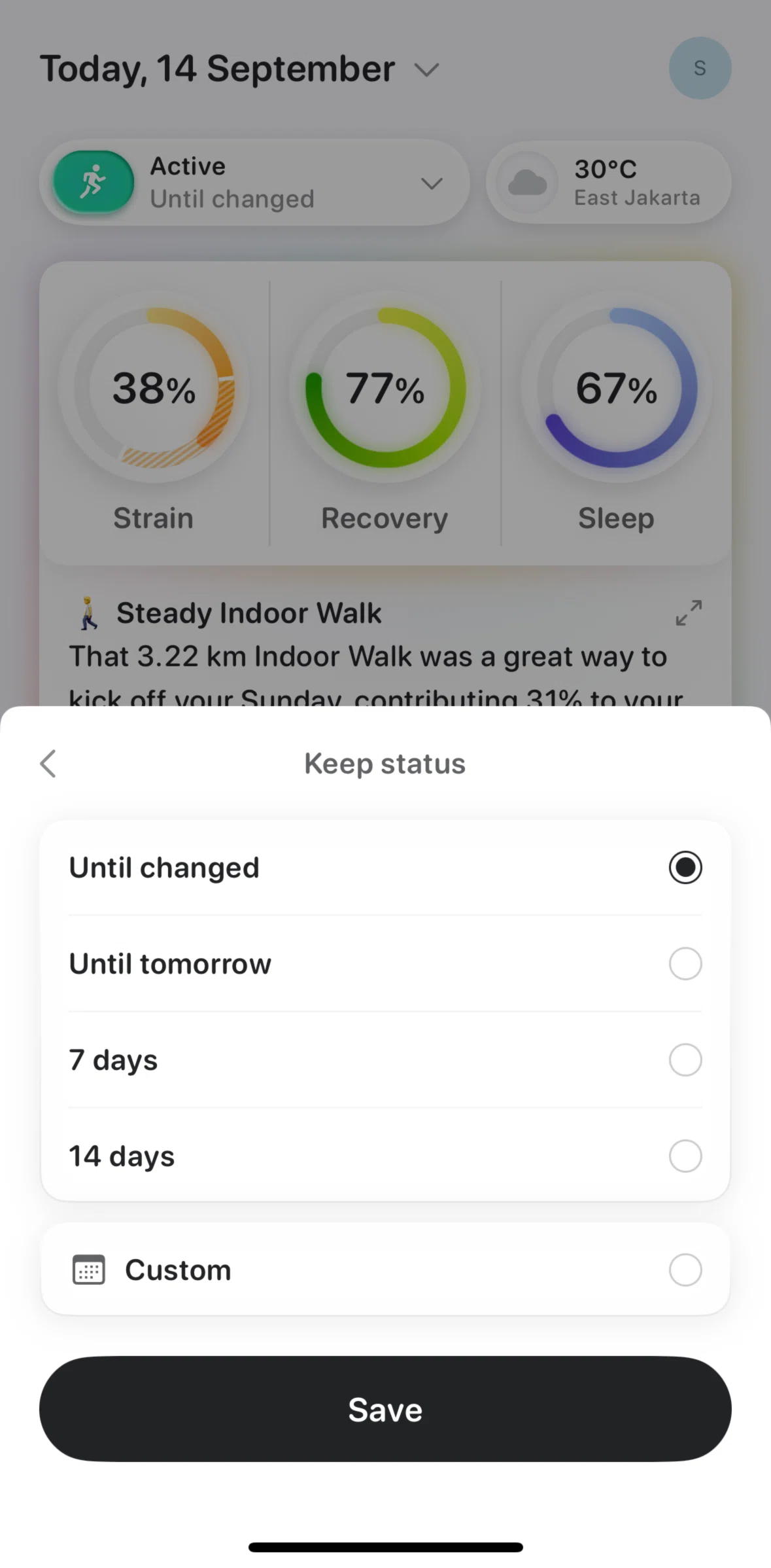 Bevel Screen screen in the Scheduling keep status flow