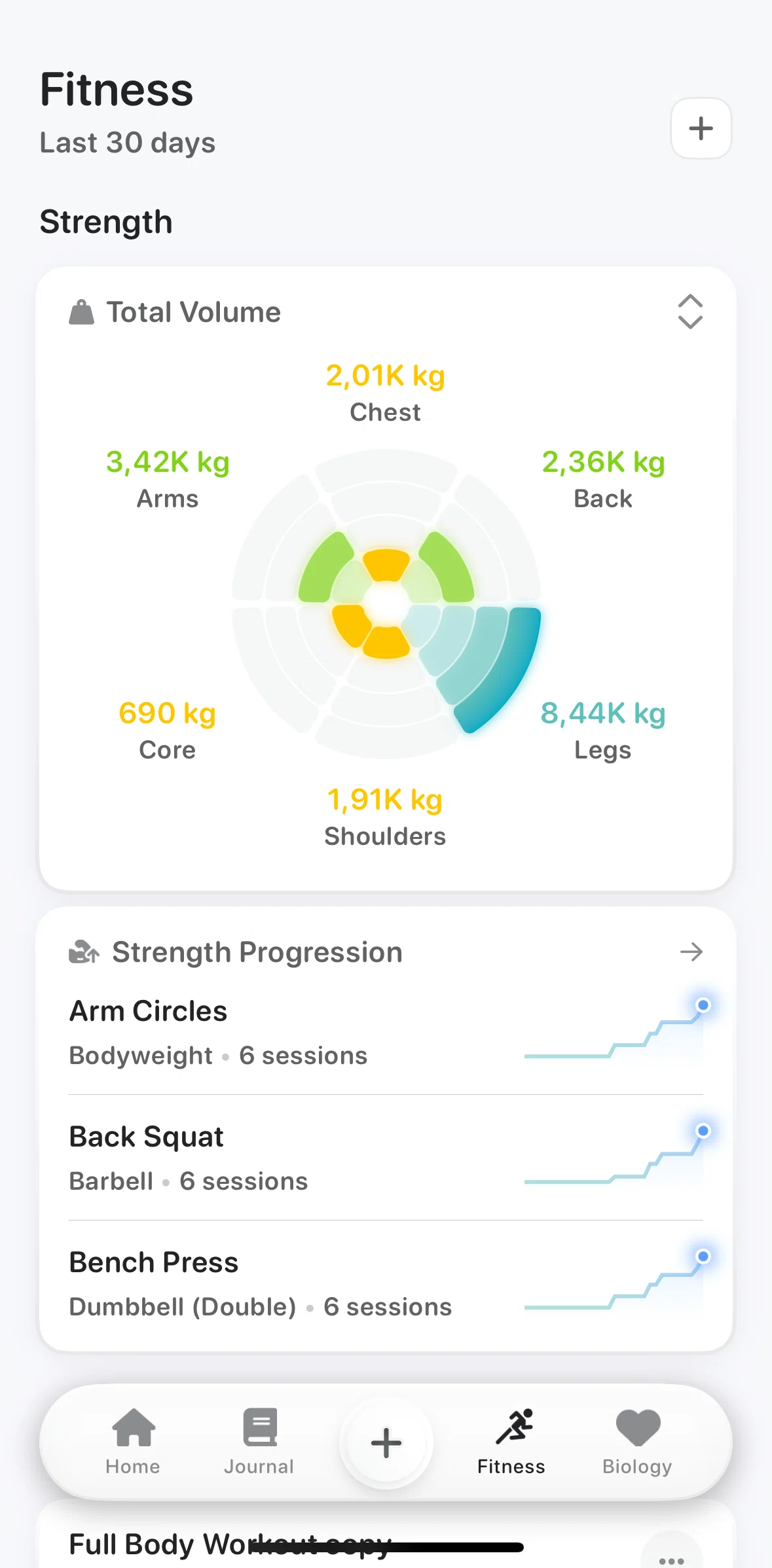 Bevel Screen screen in the Strength progression flow