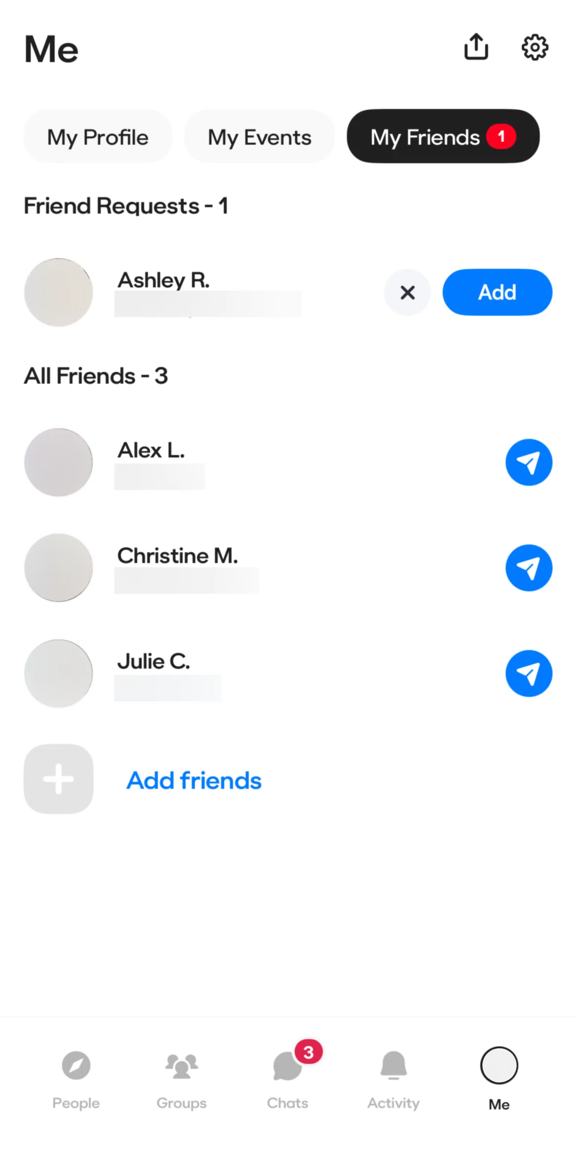 BFF Screen screen in the Accepting a friend request flow