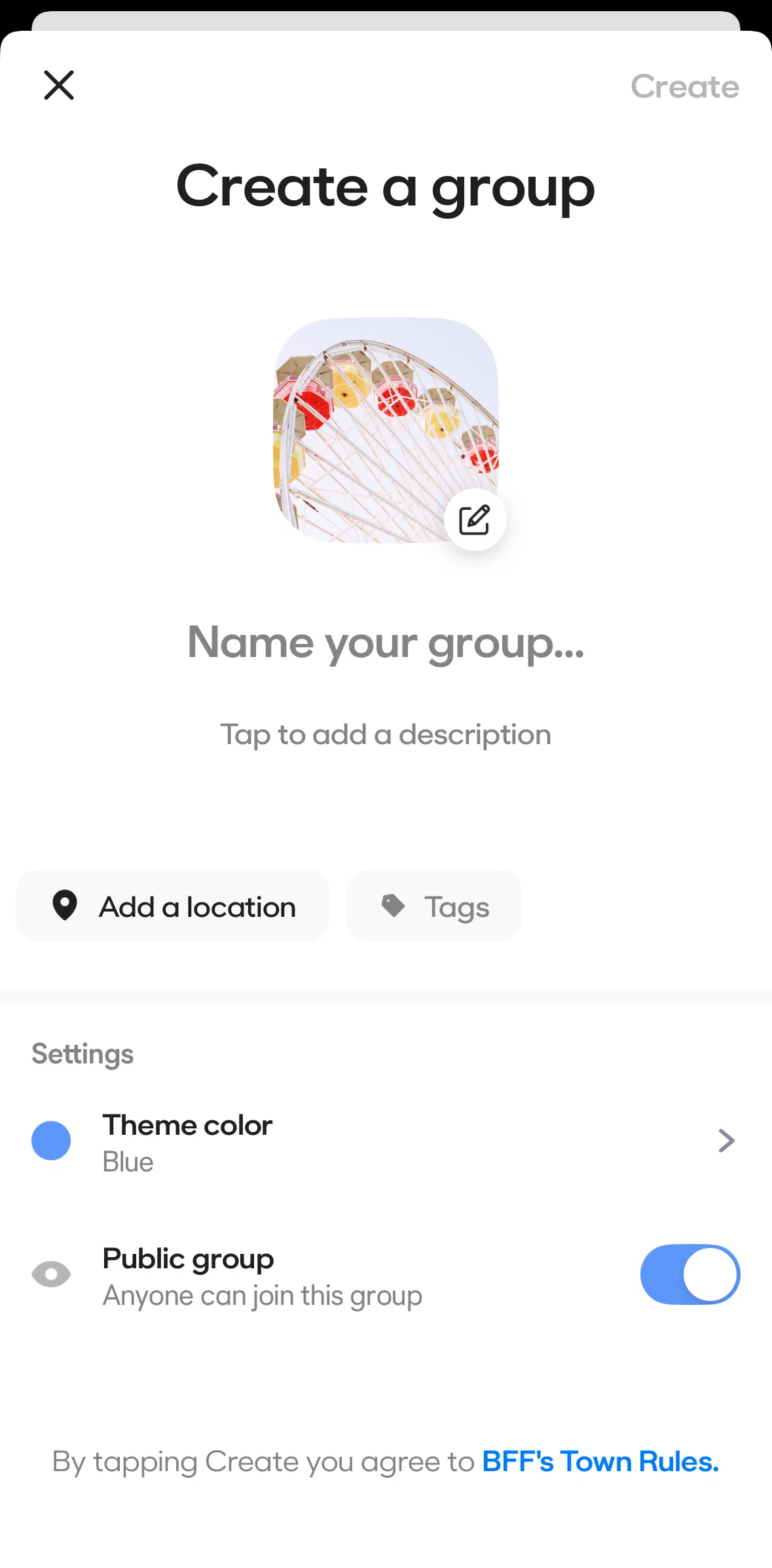 BFF Screen screen in the Add a location flow