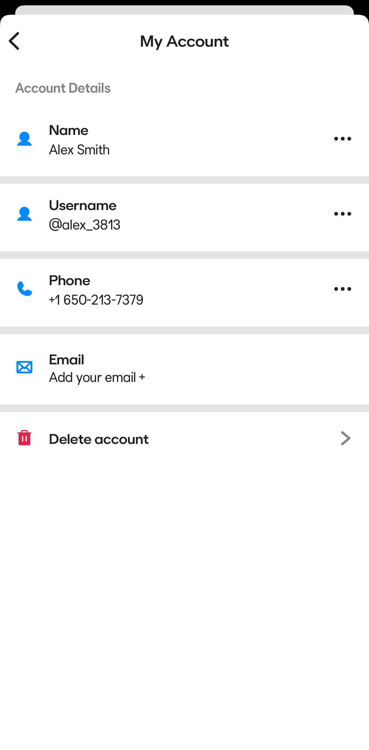 BFF Screen screen in the Adding an email address flow