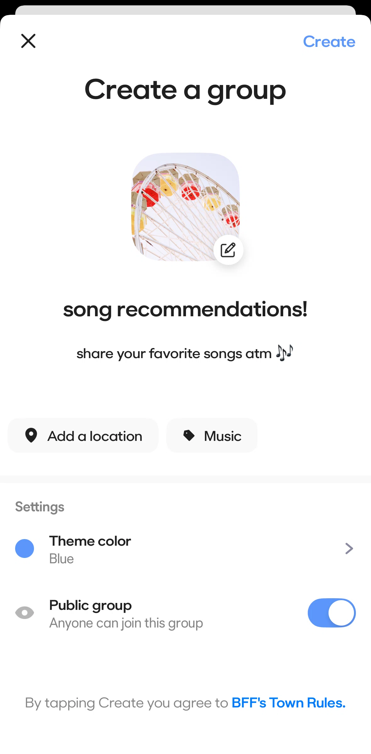 BFF Screen screen in the Choosing a theme color flow