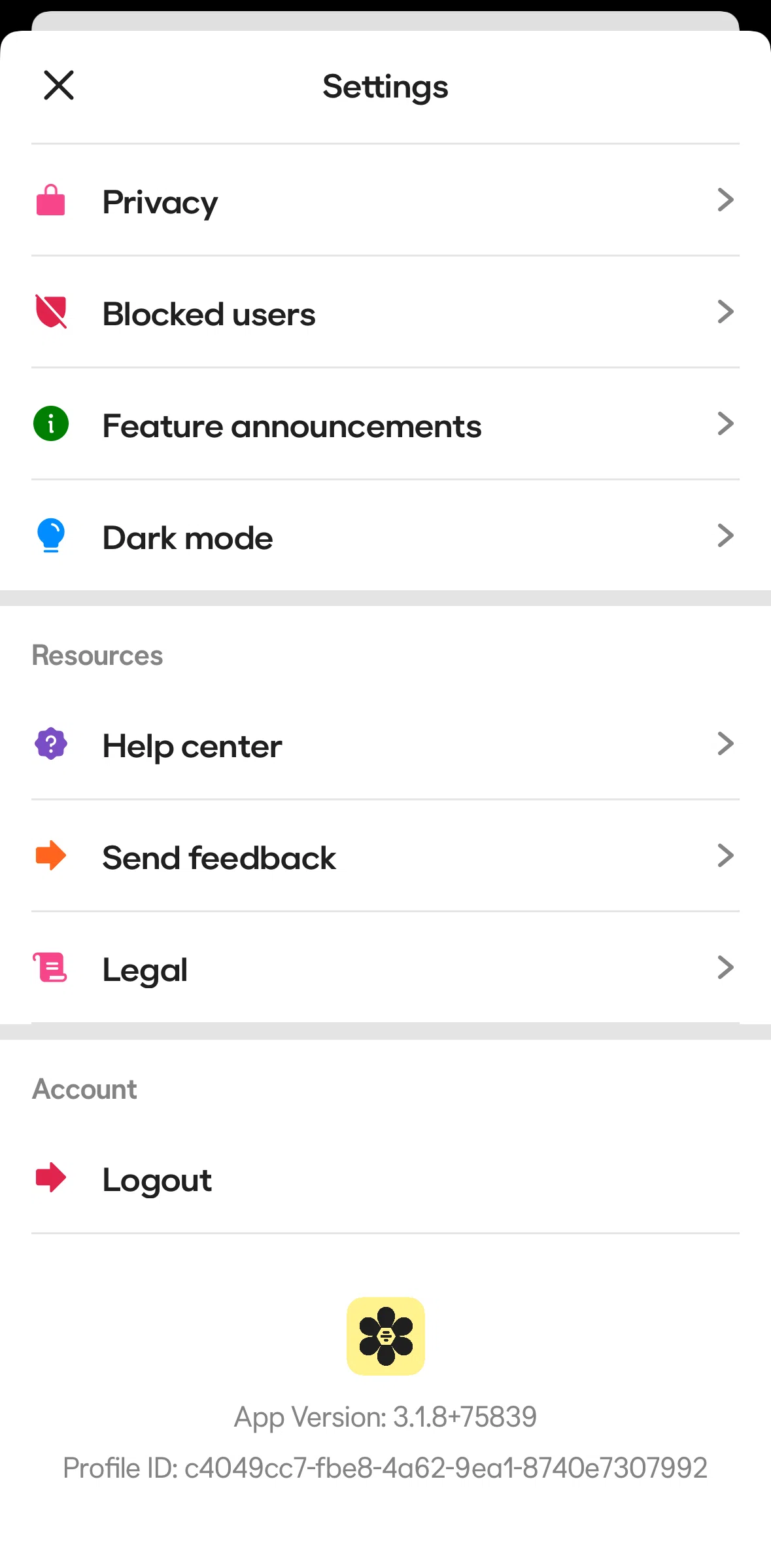 BFF Screen screen in the Giving feedback flow