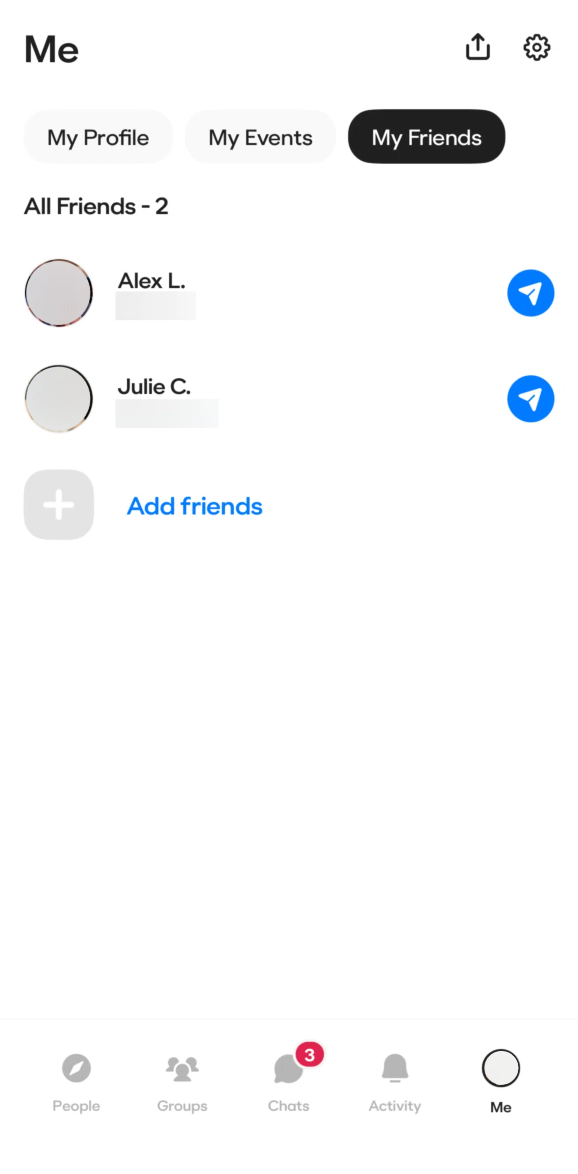 BFF Screen screen in the My friends flow
