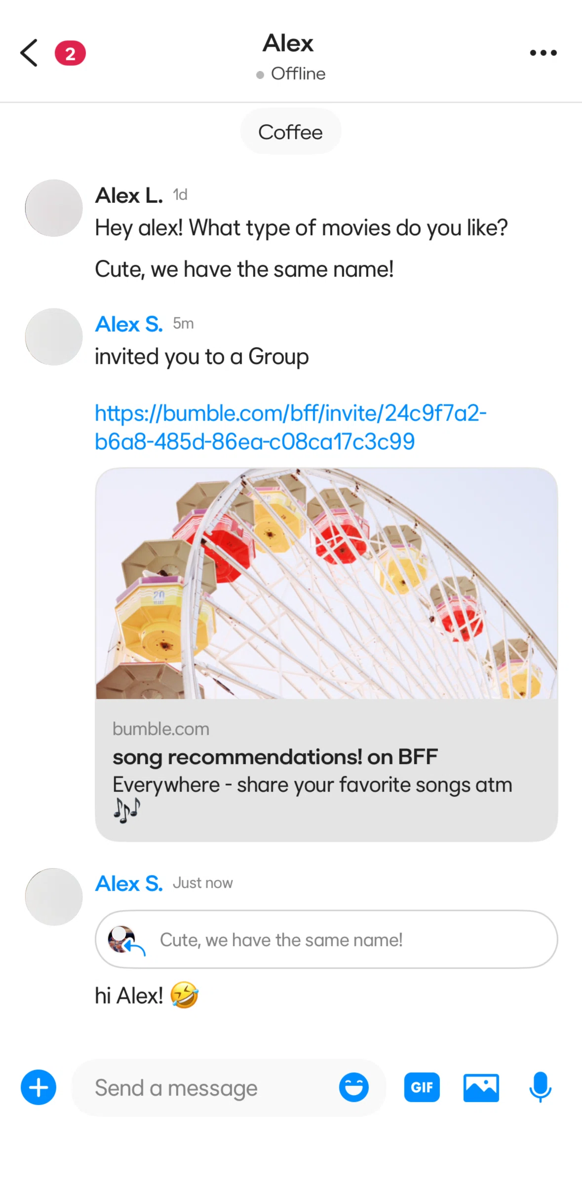 BFF Screen screen in the Uploading a photo (chat) flow