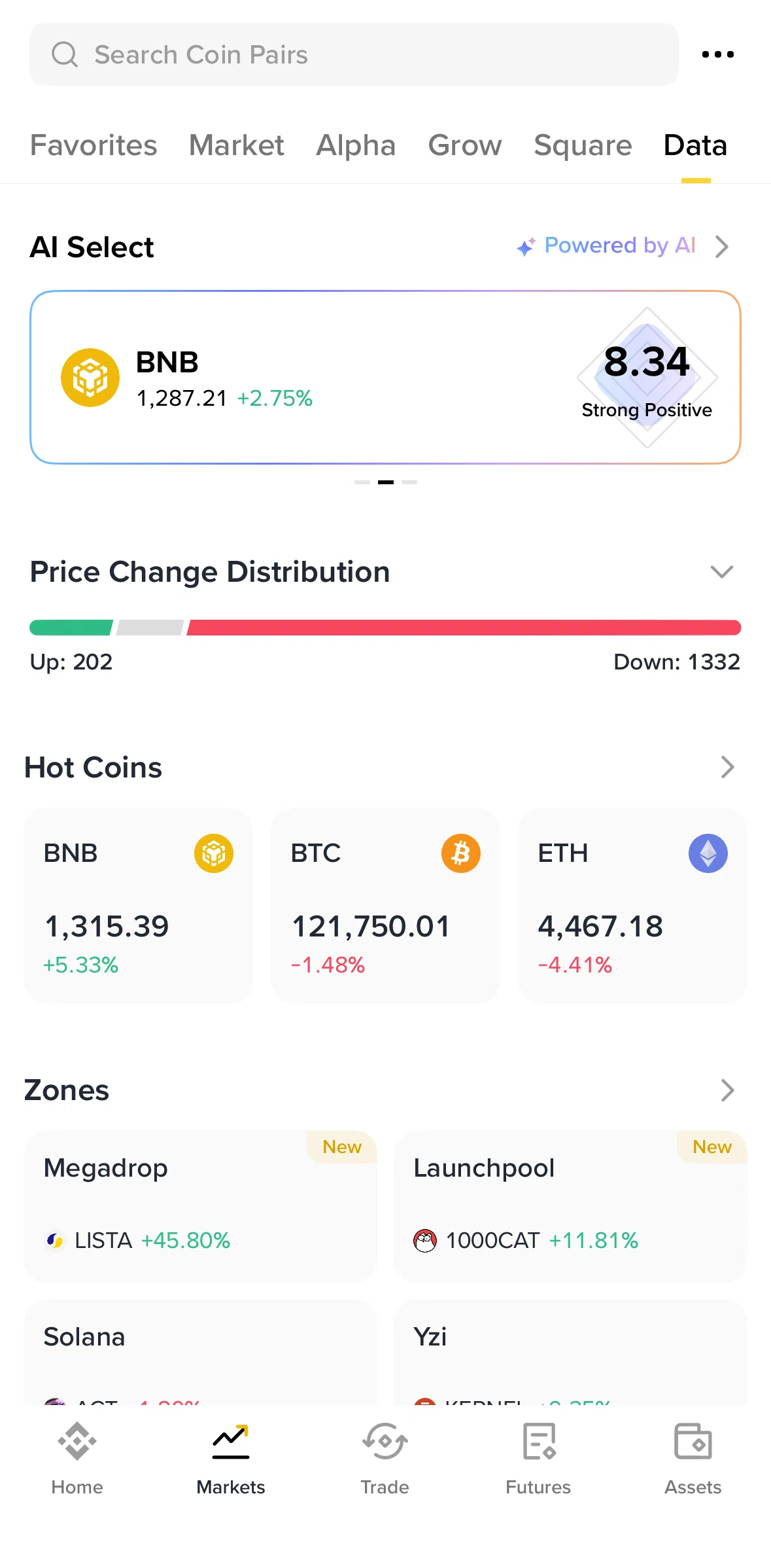 Binance Screen screen in the AI select flow