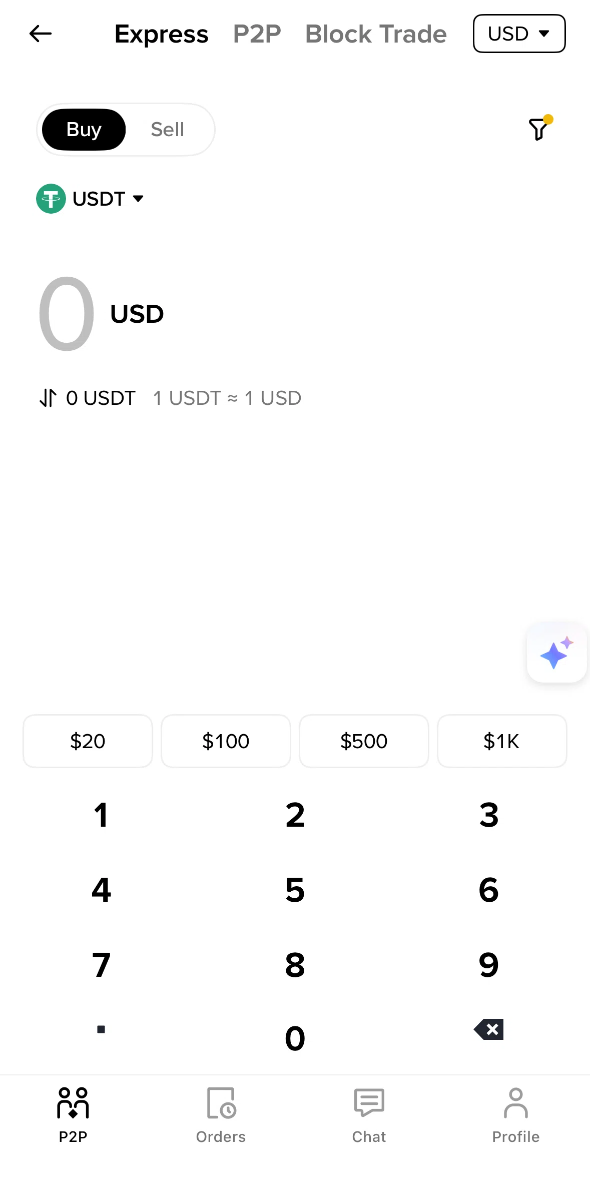 Binance Screen screen in the Chatting with Binance AI flow