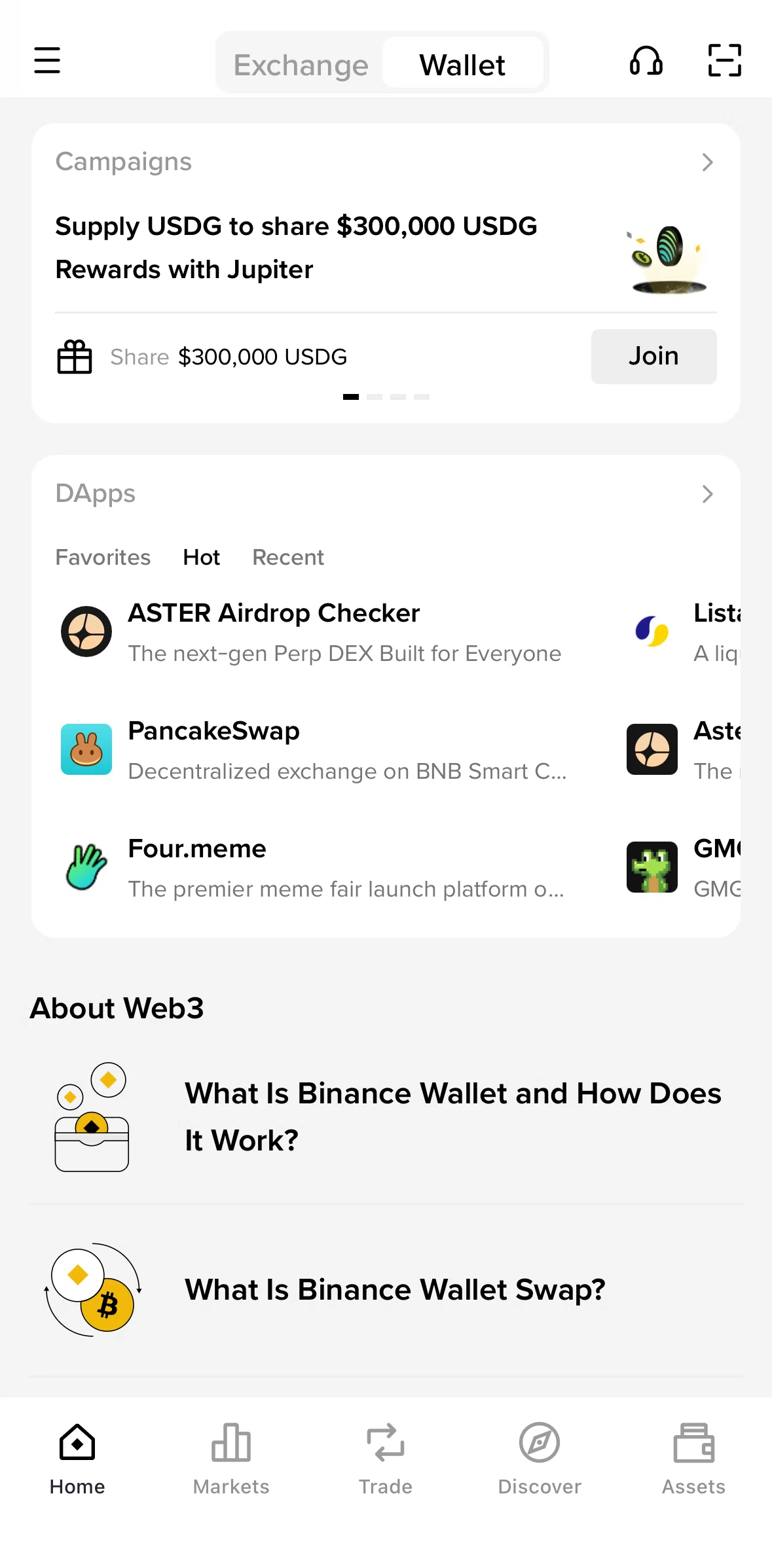 Binance Screen screen in the Common tools flow