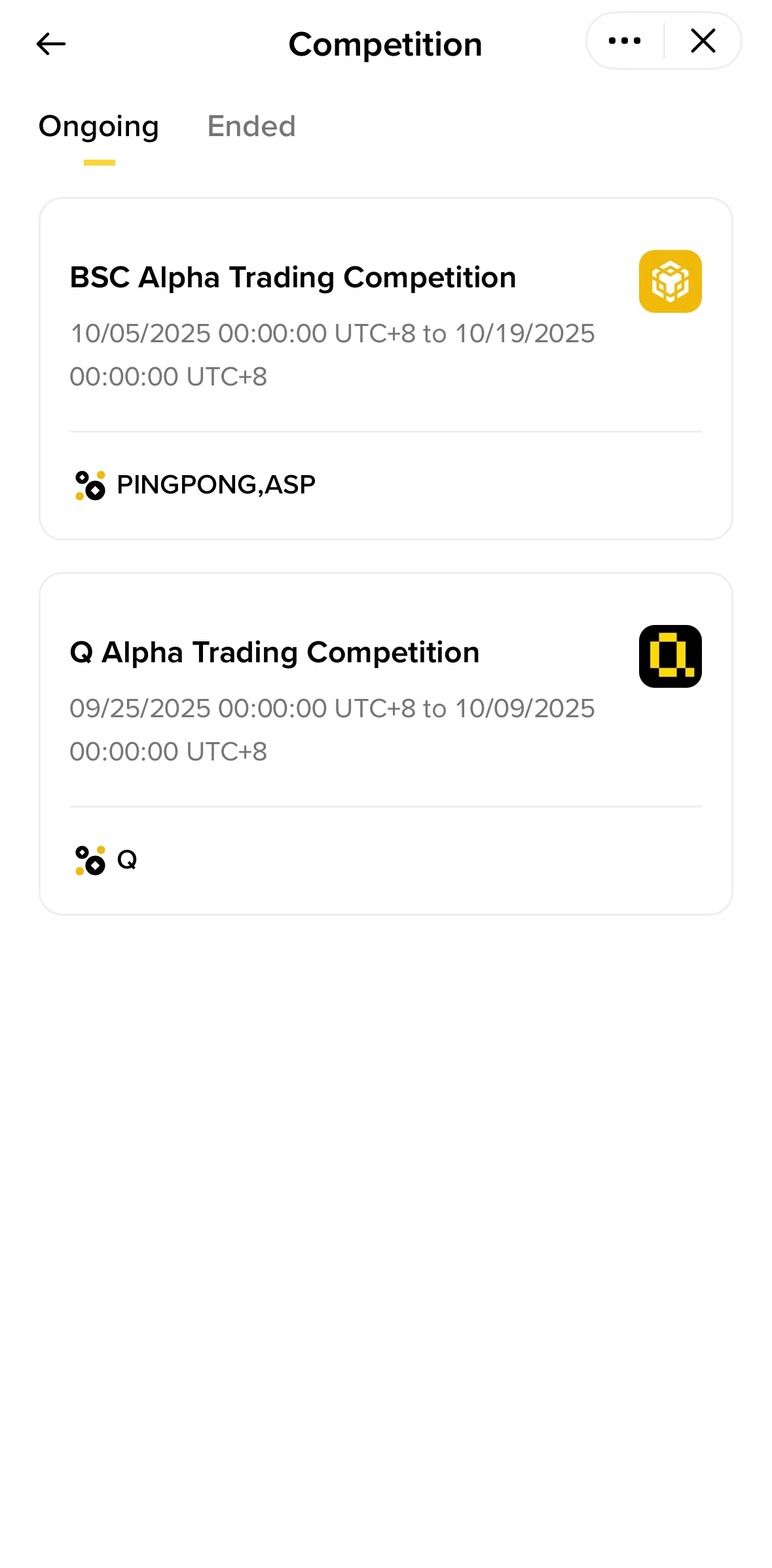 Binance Screen screen in the Competition detail flow