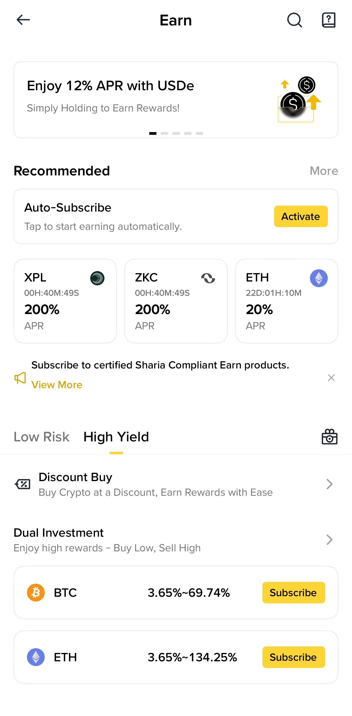 Binance Screen screen in the Discount buy flow
