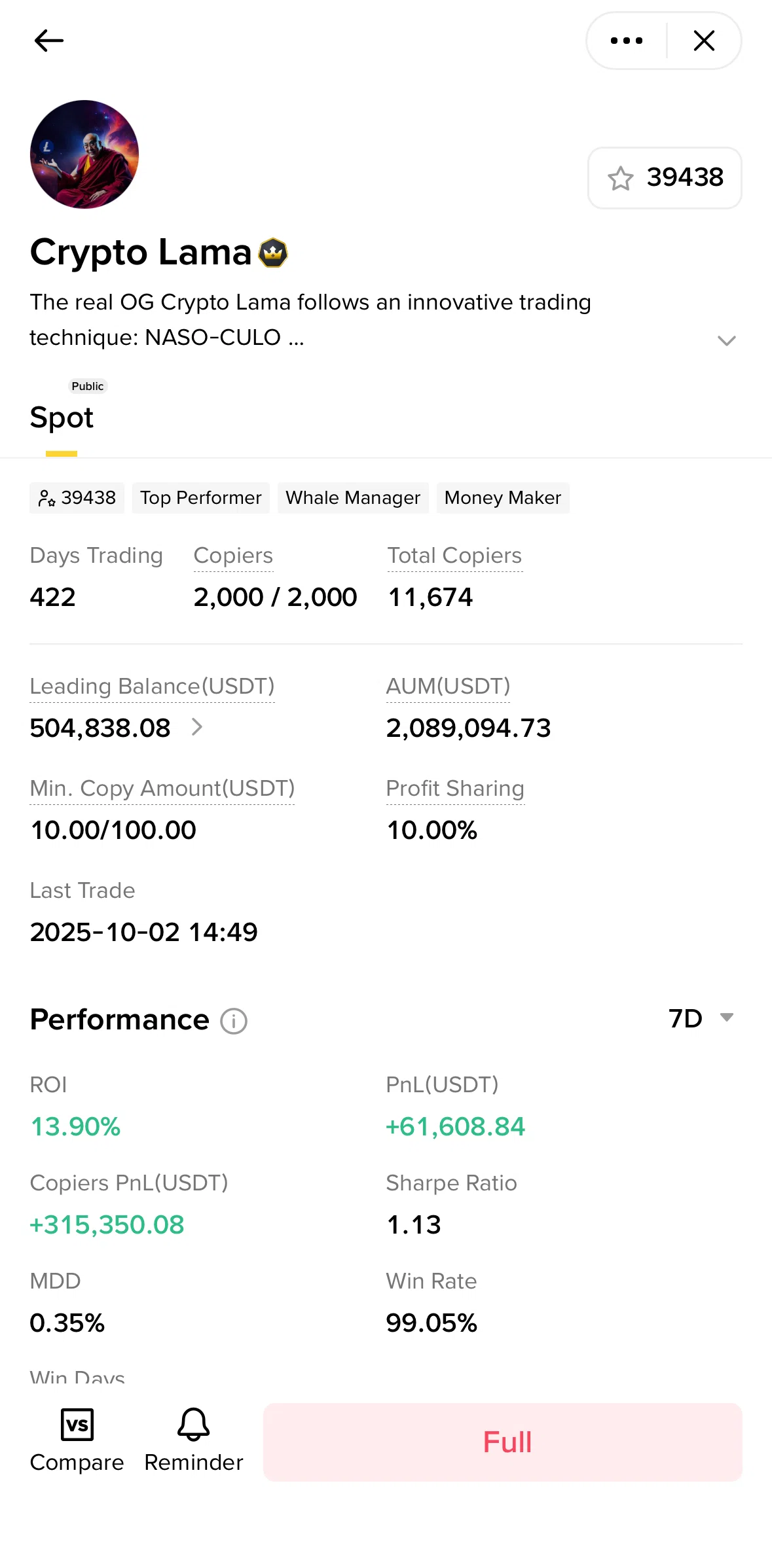 Binance Screen screen in the Enabling slot reminder flow