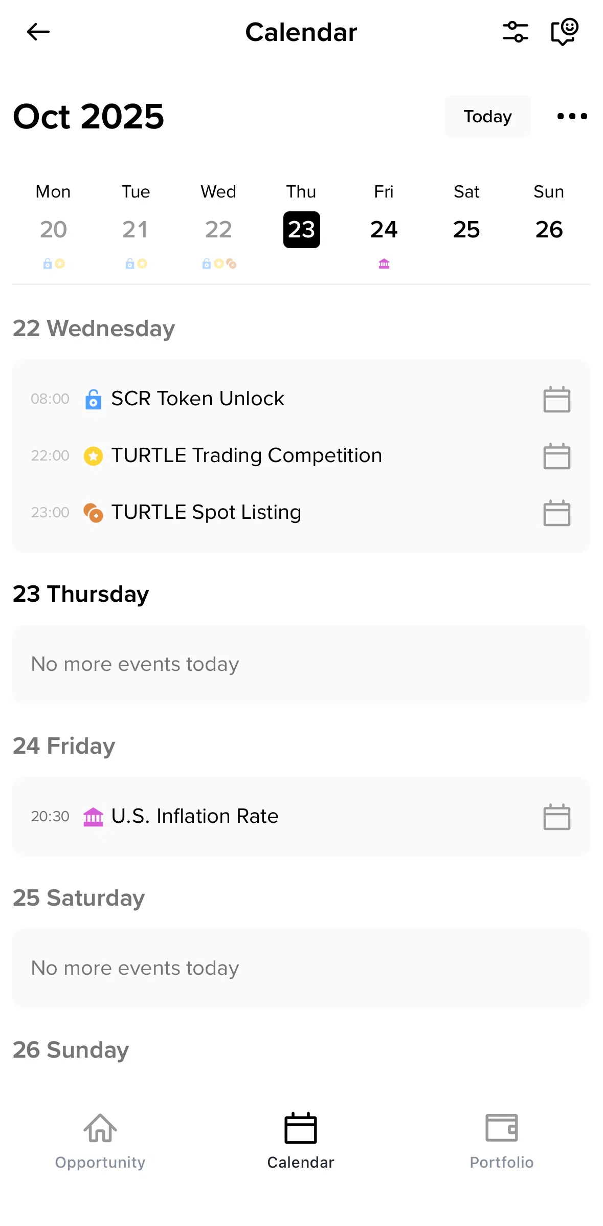 Binance Screen screen in the Event detail flow
