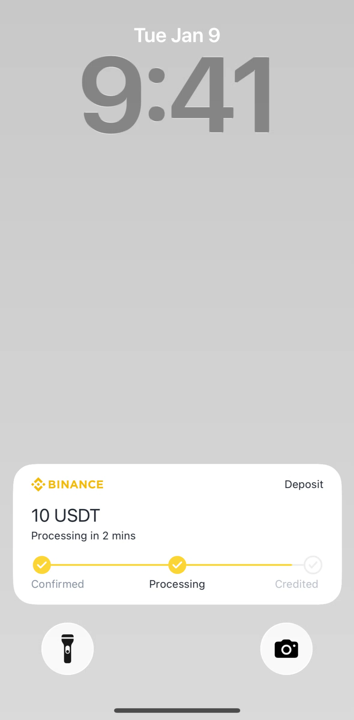Binance Screen screen in the Live Activities flow