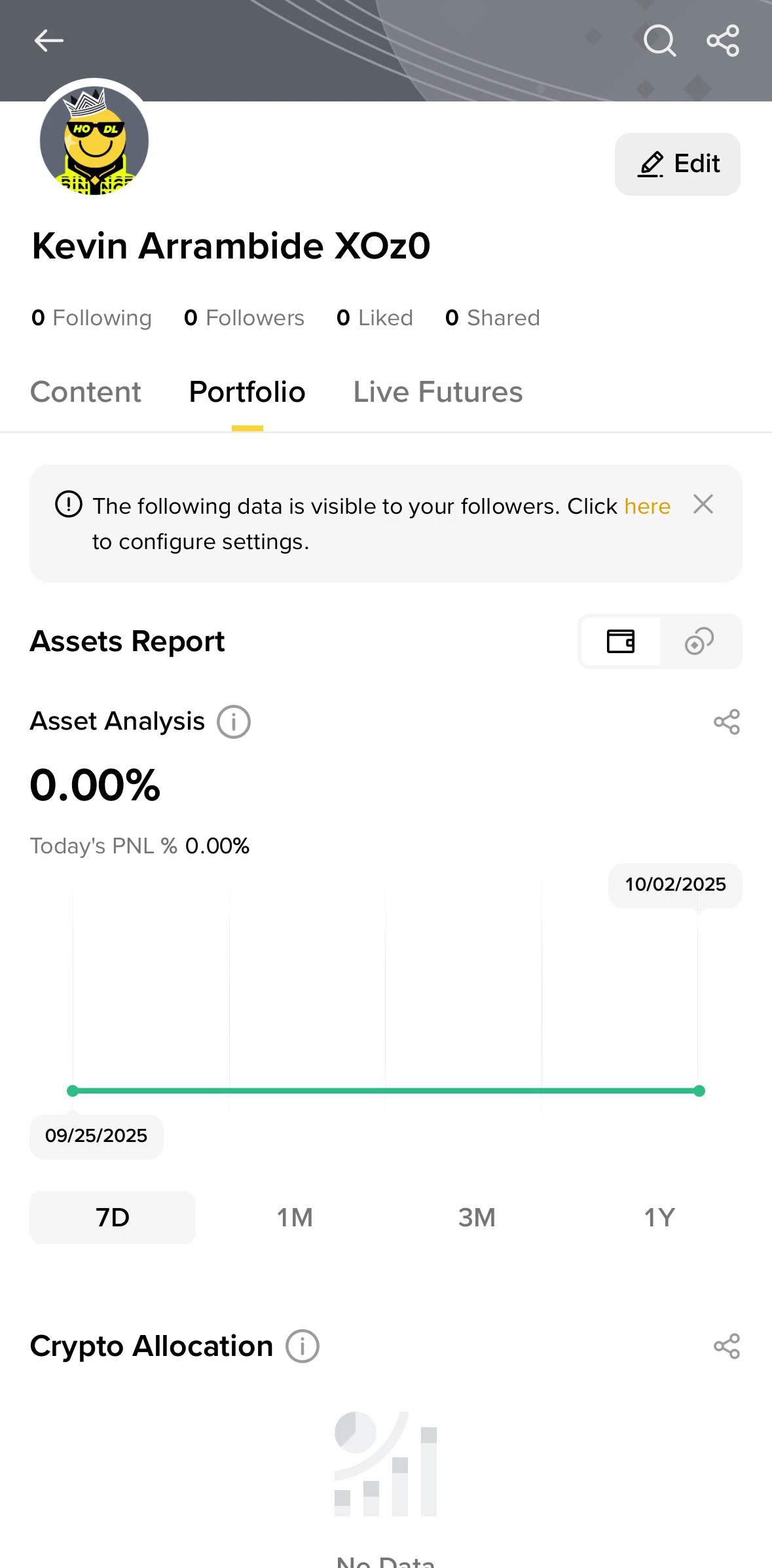 Binance Screen screen in the Portfolio flow