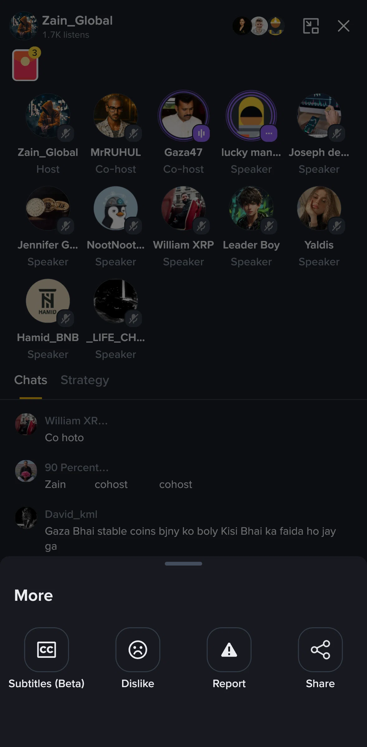 Binance Screen screen in the Reporting an audio live flow