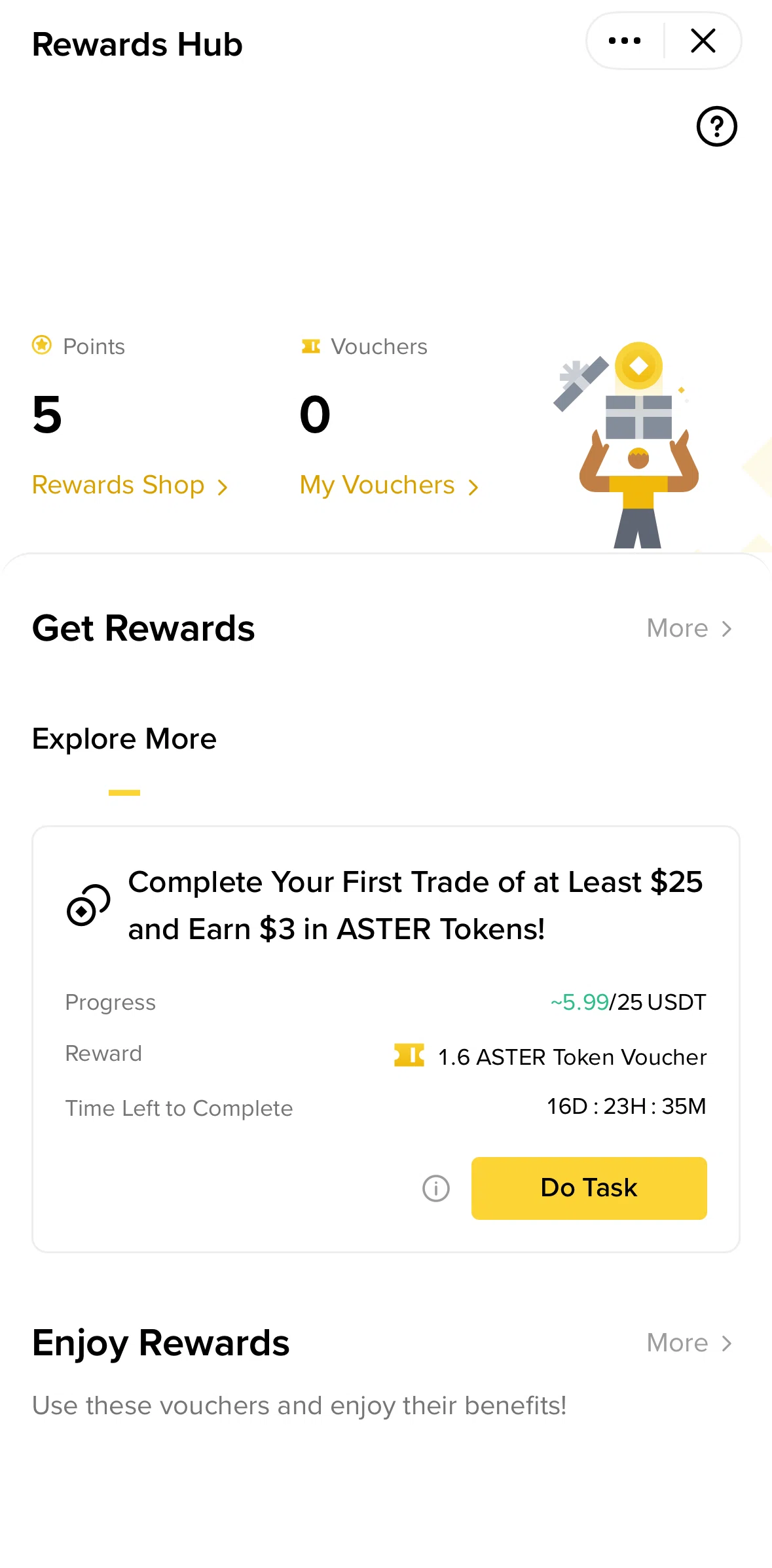 Binance Screen screen in the Rewards detail flow