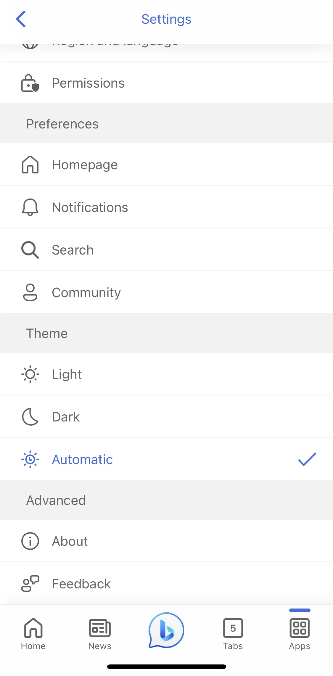 Bing Screen screen in the Terms & conditions flow