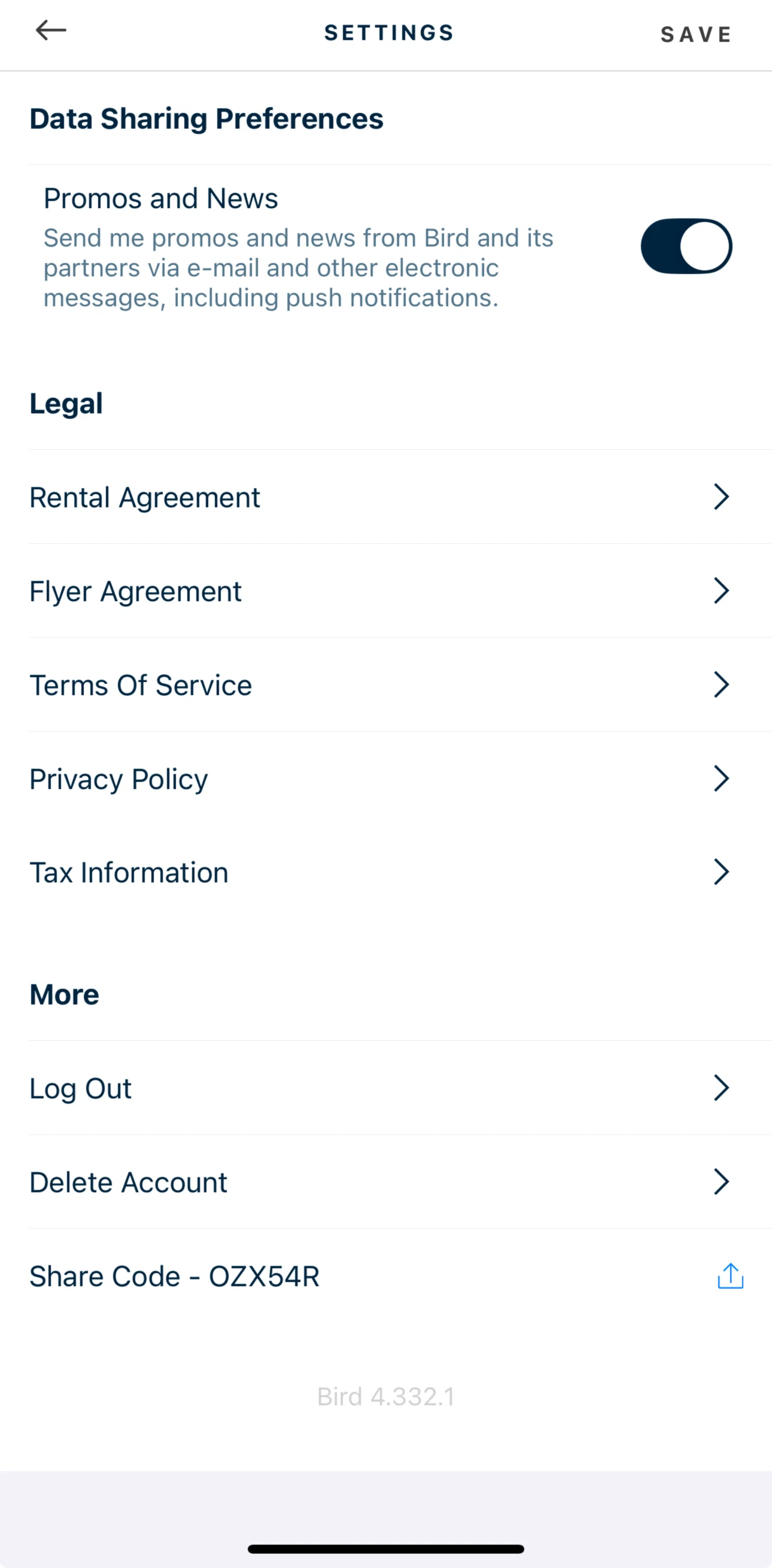 Bird Screen screen in the Logging out flow